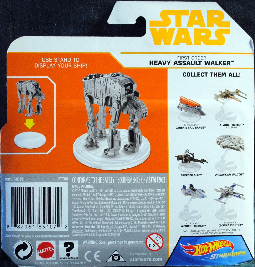 Hot Wheels Star Wars Vehicle First Order M-6 Heavy Assault Walker SOLO: - Hot Wheels from Mattel (Star Wars Hot Wheels) action figure collectible [Barcode 0887961651072] - Main Image 2