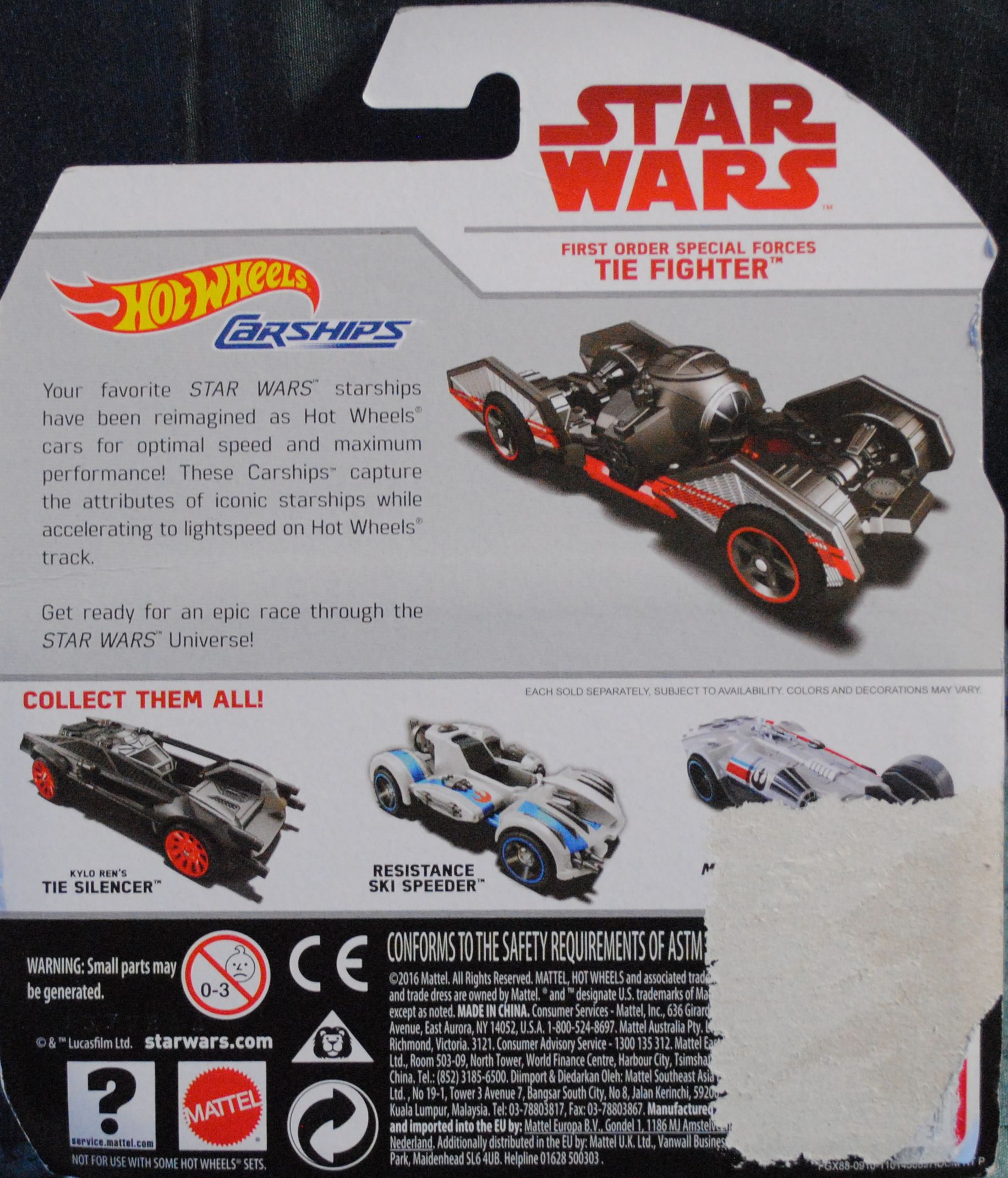 Hot Wheels Star Wars Carships First Order Special Forces Tie Fighter Last Jedi - Hot Wheels from Mattel (Star Wars Hot Wheels) action figure collectible - Main Image 2