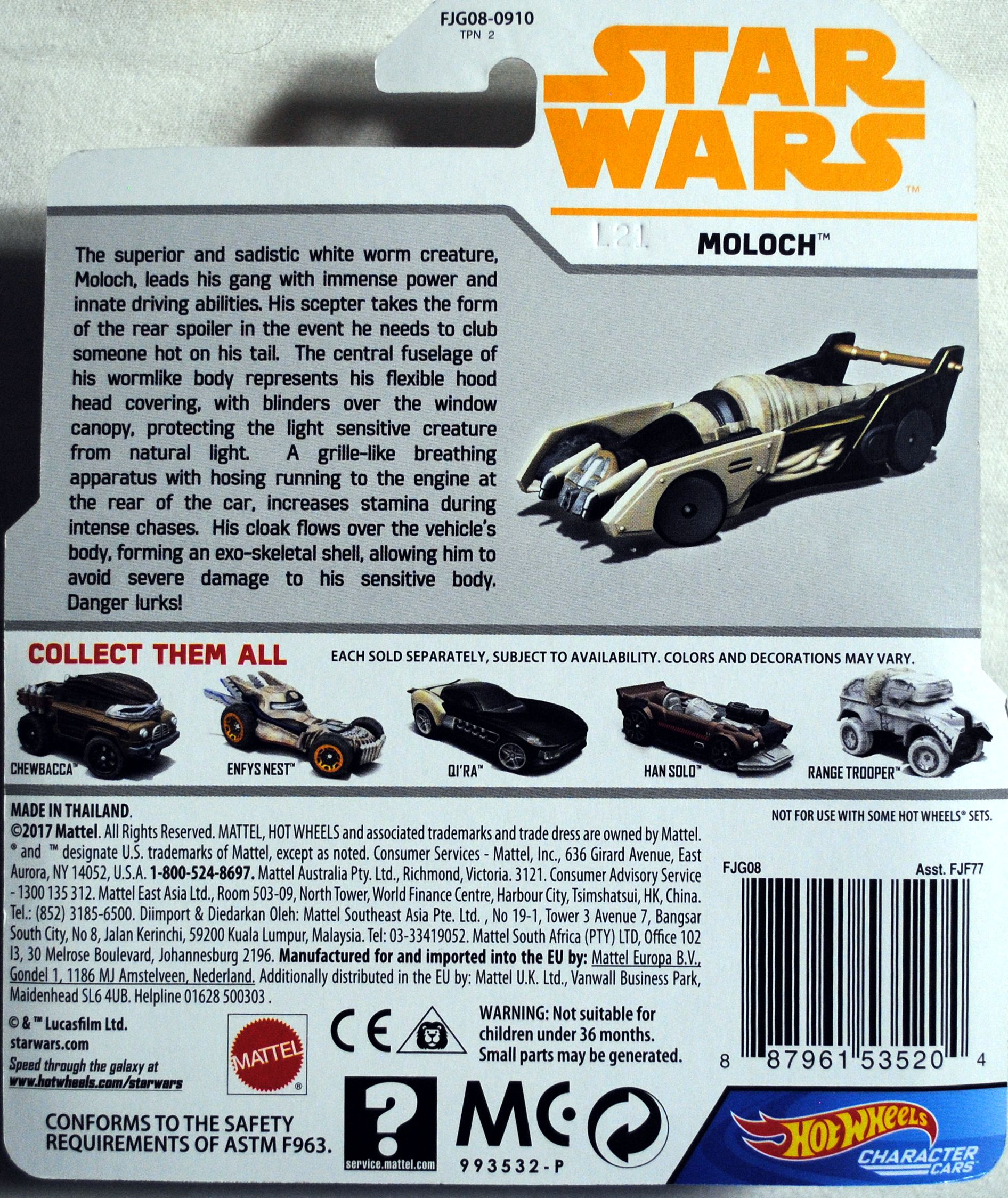 Hot Wheels Star Wars Character Moloch SOLO: - Hot Wheels from Mattel (Star Wars Hot Wheels) action figure collectible [Barcode 0887961535204] - Main Image 2