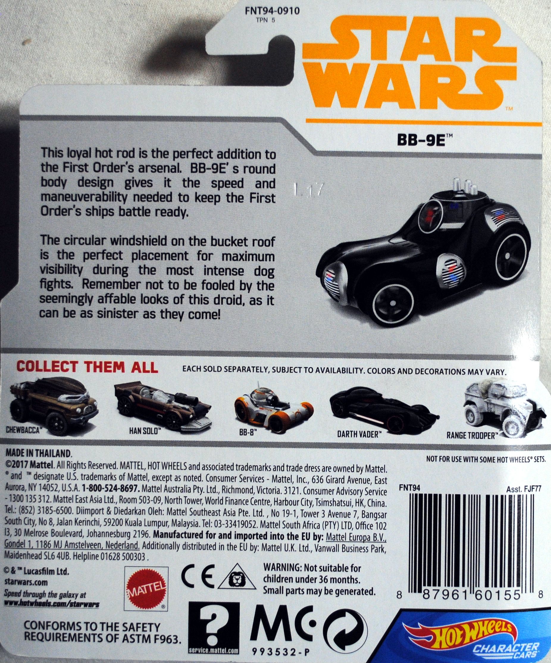 Hot Wheels Star Wars Character BB-9E SOLO: - Hot Wheels by Mattel (Star Wars Hot Wheels) action figure collectible [Barcode 0887961601558] - Main Image 2
