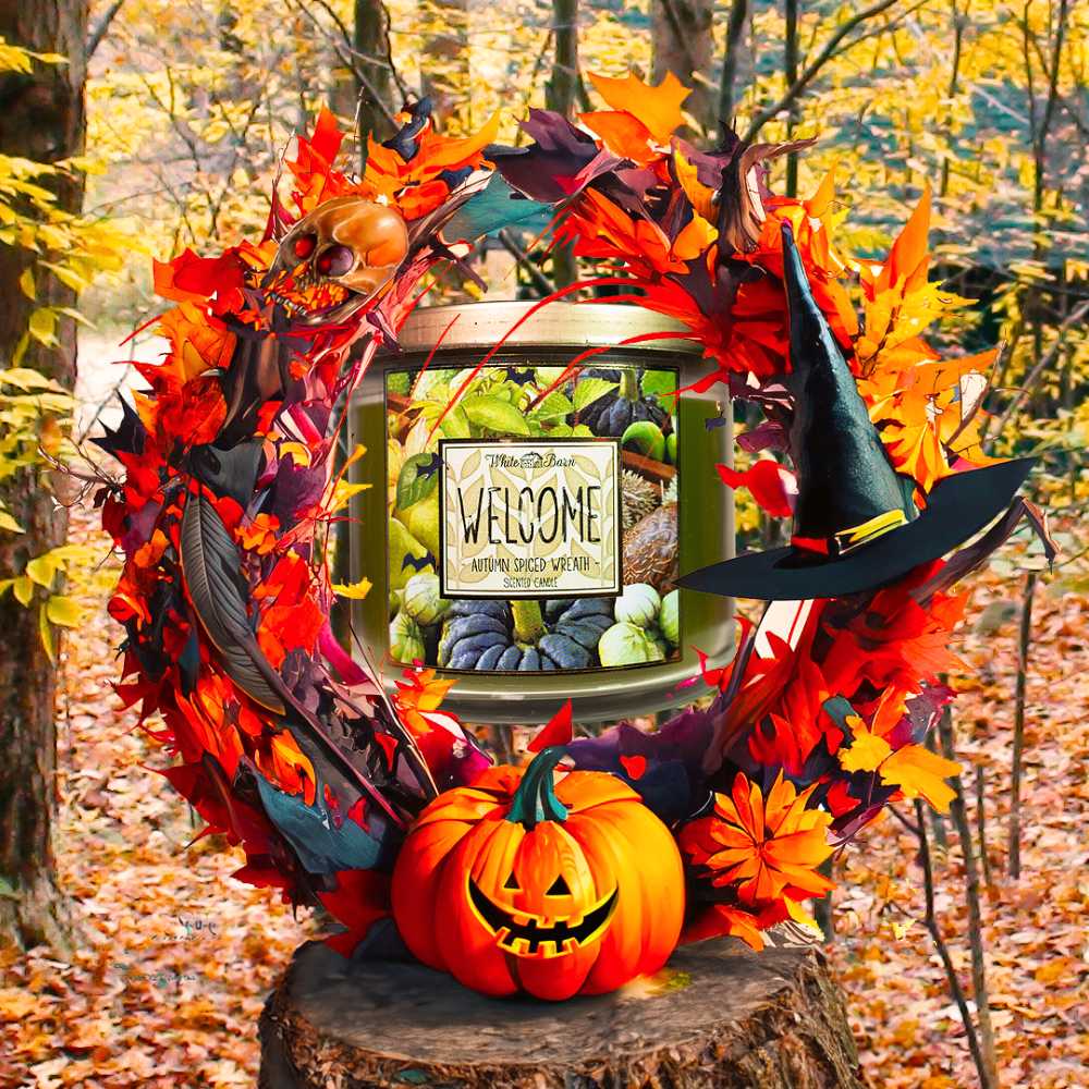 CANDLE: Thanksgiving Bath & Bodyworks Welcome - Autumn Spiced Wreath  2015 - Bath & Bodyworks Candle (Thanksgiving Candles) action figure collectible - Main Image 3