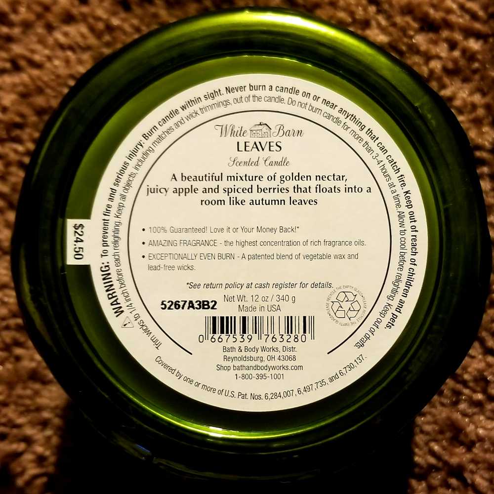 CANDLE: Thanksgiving Bath & Bodyworks Leaves  2015 - Bath & Bodyworks Candle (Thanksgiving Candles) action figure collectible - Main Image 3