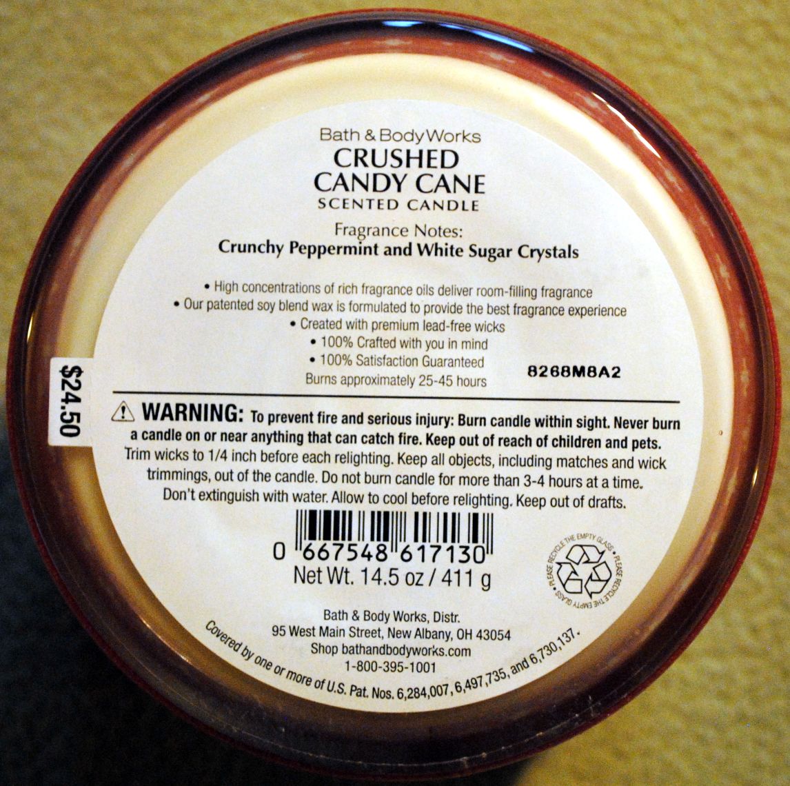 CANDLE: Christmas Bath & Bodyworks Crushed Candy Cane (Sweater) - Bath & Bodyworks Candle (Christmas Candles) action figure collectible - Main Image 2
