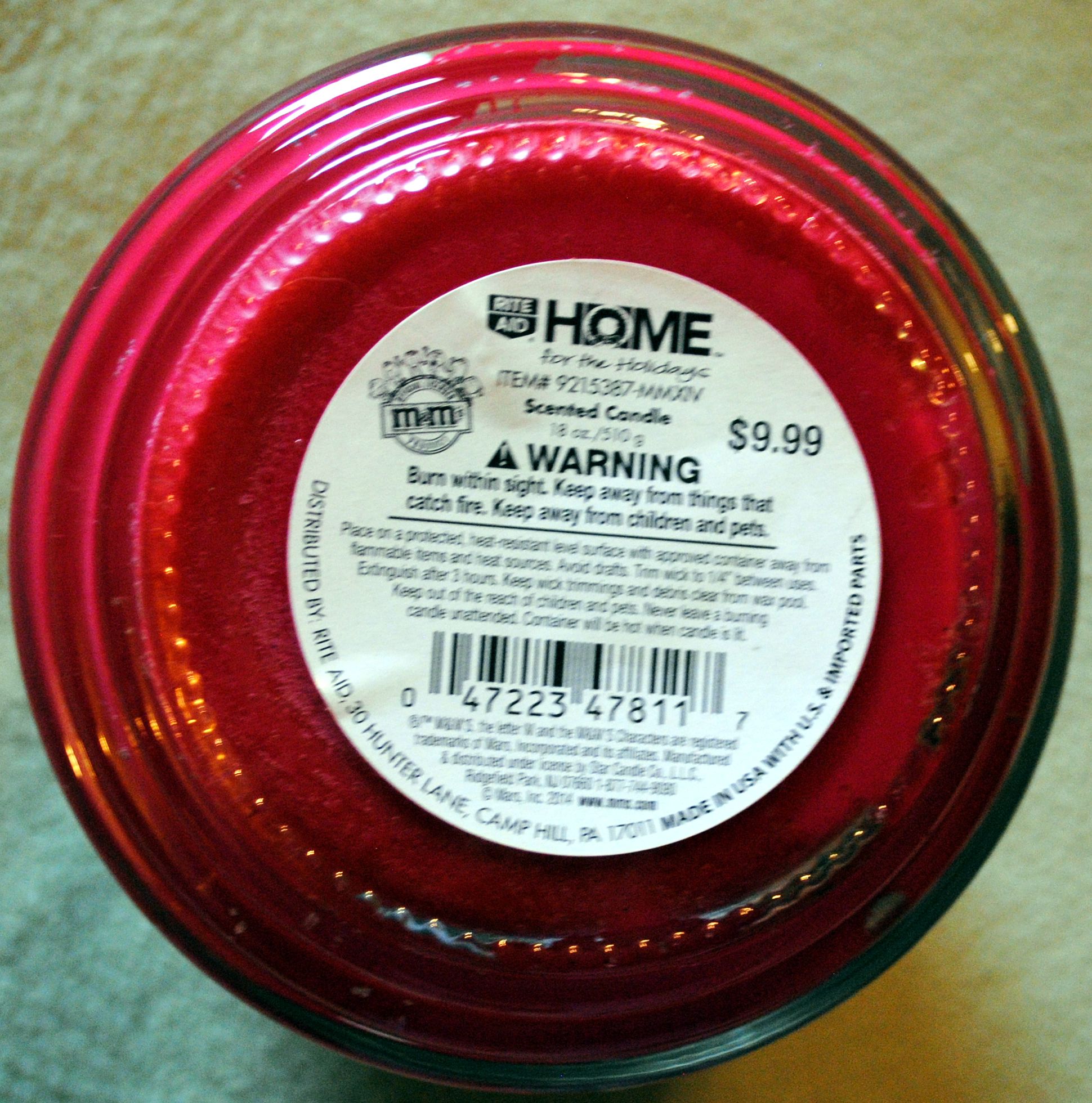 CANDLE: Christmas RITE AID HOME M&M Red Cinnamon  2014 - Rite Aid USA (Christmas Candles) action figure collectible - Main Image 2