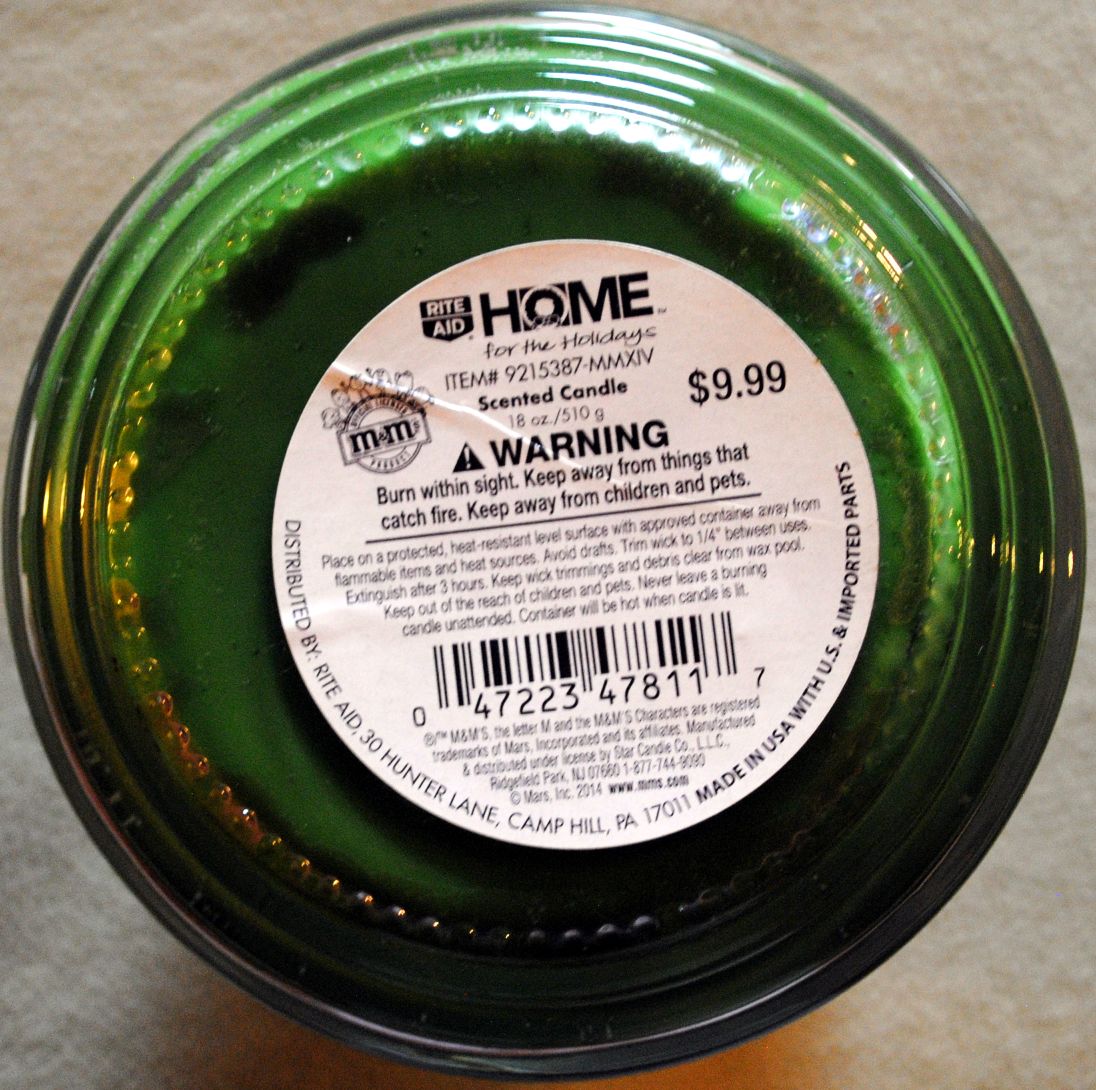 CANDLE: Christmas Rite Aid Home Green Pear M&M Candy 2014 - Rite Aid Home Candles (Christmas Candles) action figure collectible - Main Image 2