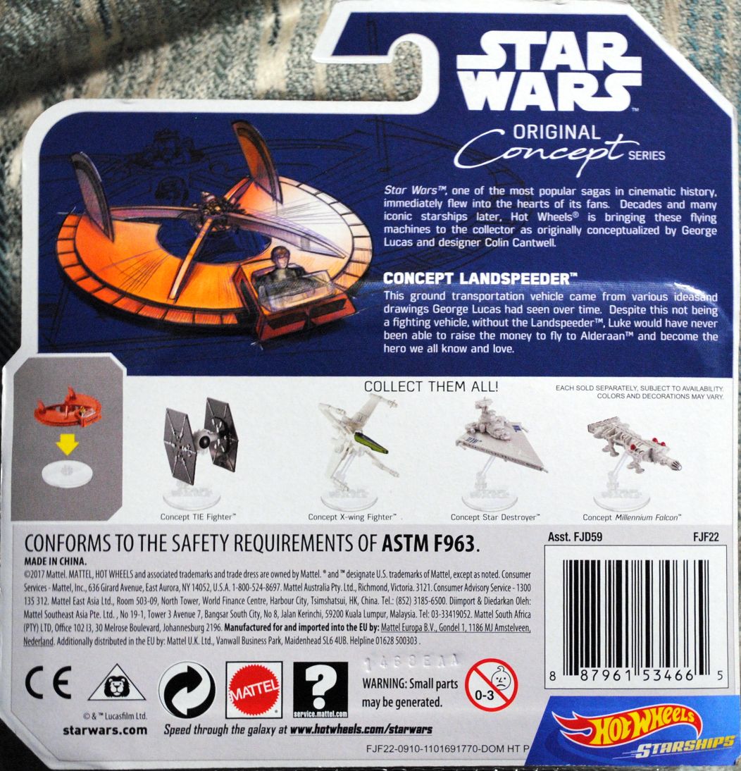 Hot Wheels Star Wars Vehicle Landspeeder CONCEPT: - Hot Wheels from Mattel (Star Wars Hot Wheels) action figure collectible [Barcode 0887961534665] - Main Image 2