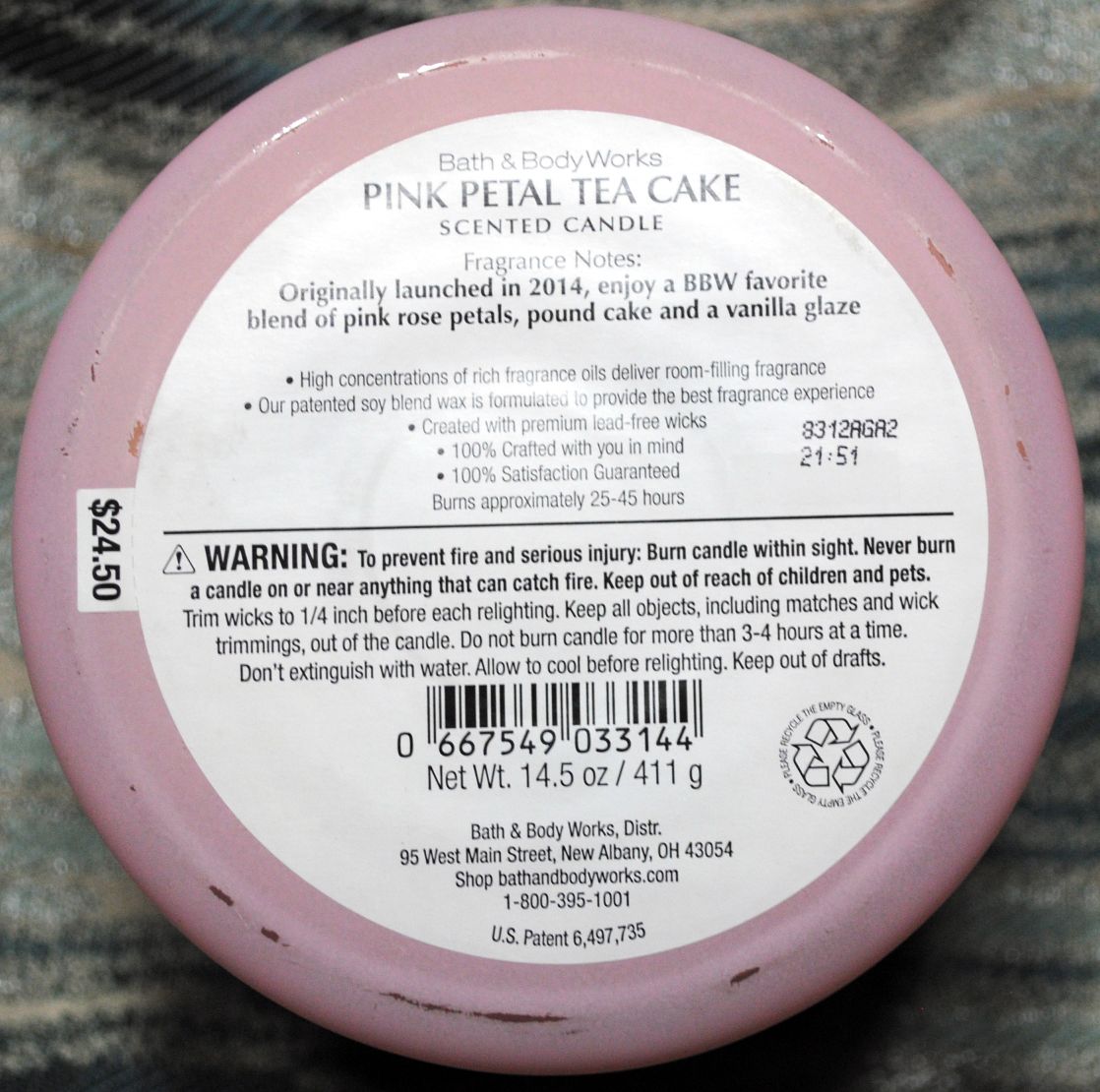 CANDLE: Valentine’s Day Bath & Bodyworks Pink Petal Tea Cake 2018 - Bath & Bodyworks Candle (Valentine’s Day Candles) action figure collectible - Main Image 2