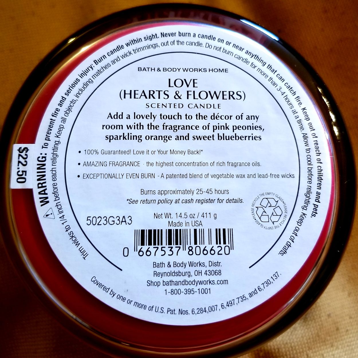 CANDLE: Valentine’s Day Bath & Body Works Love (Hearts & Flowers) 2015 - Bath & Bodyworks Candle (Valentine’s Day Candles) action figure collectible - Main Image 2