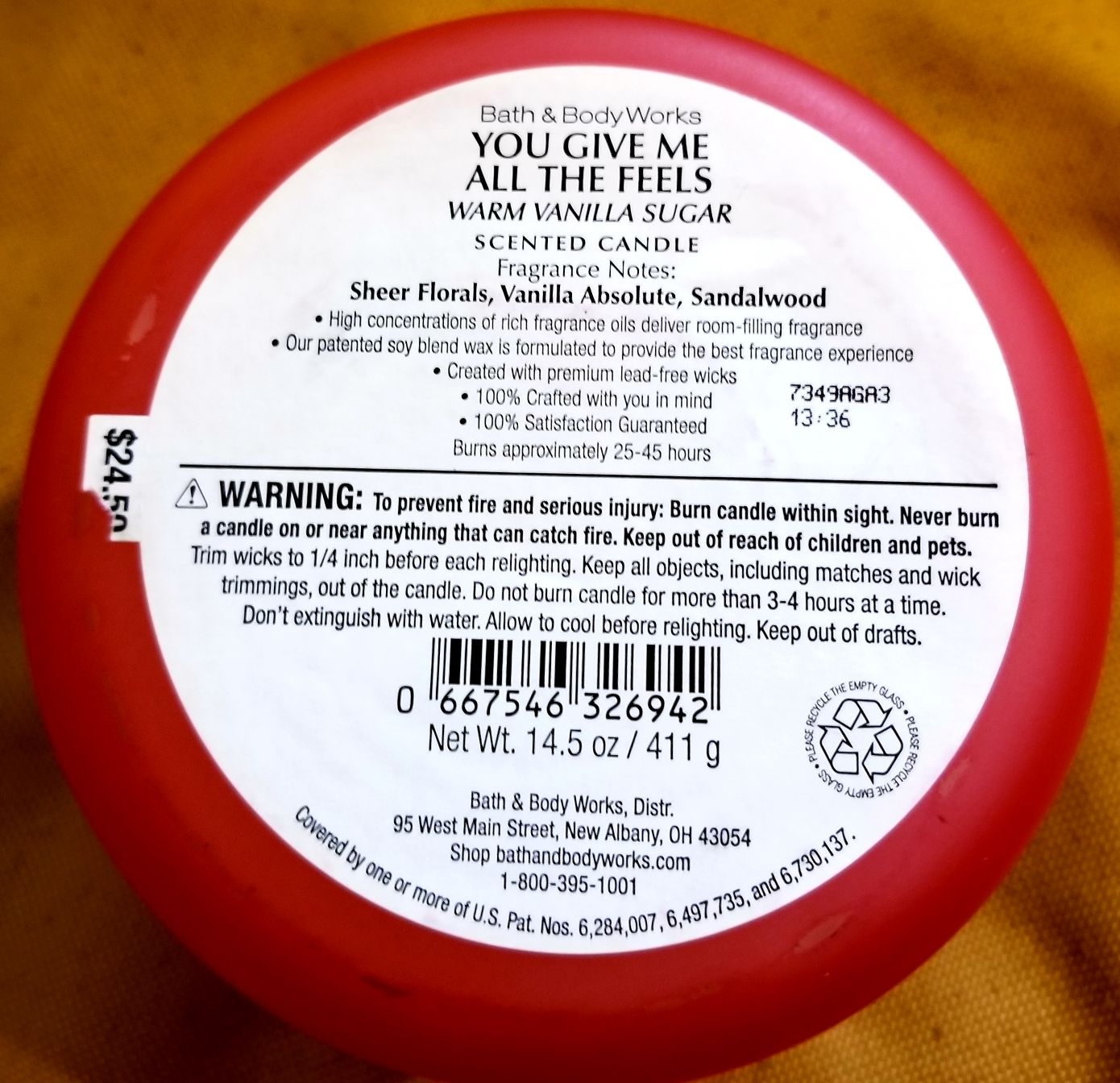 CANDLE: Valentine’s Day Bath & Body Works You Give Me All the Feels Warm Vanilla Sugar 2017 - Bath & Bodyworks Candle (Valentine’s Day Candles) action figure collectible - Main Image 2