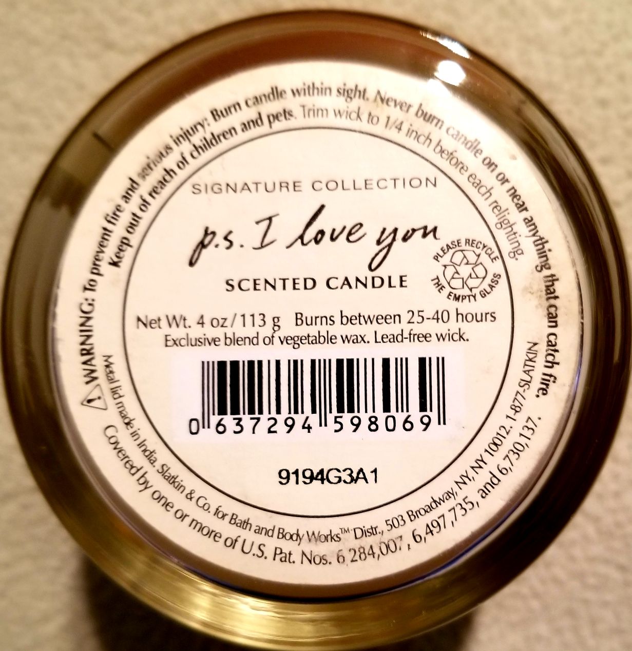 CANDLE: Valentine’s Day Bath & Body Works P.S. I Love You 2009 - Bath & Bodyworks Candle (Valentine’s Day Candles) action figure collectible - Main Image 2