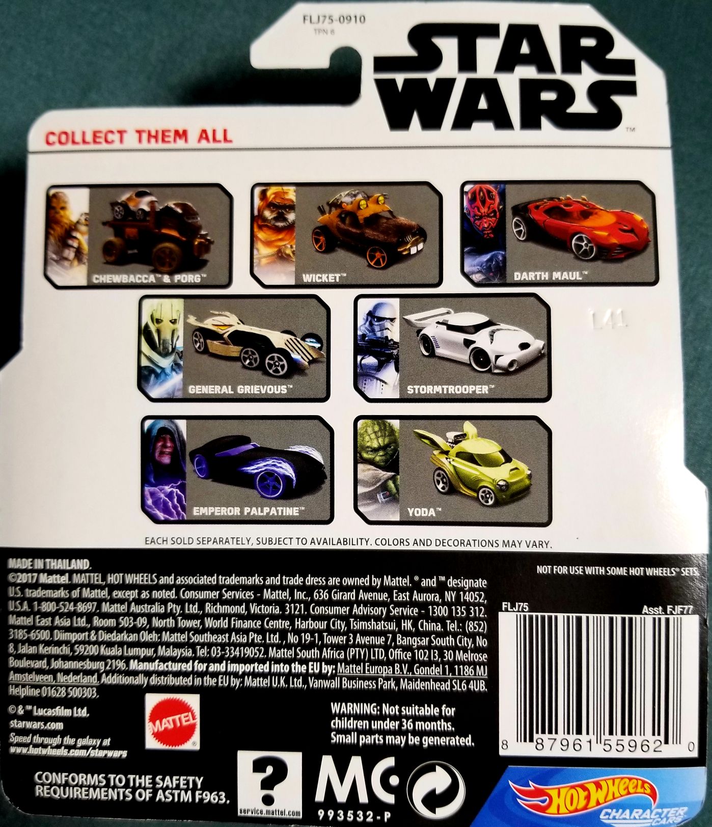 Hot Wheels Star Wars Character Tie Fighter Pilot White Card - Hot Wheels from Mattel (Star Wars Hot Wheels) action figure collectible [Barcode 0887961559620] - Main Image 2