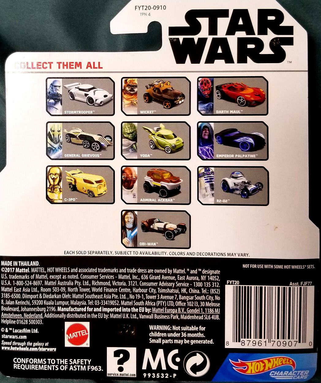 Hot Wheels Star Wars Character Porg White Card - Hot Wheels by Mattel (Star Wars Hot Wheels) action figure collectible [Barcode 0887961709070] - Main Image 2