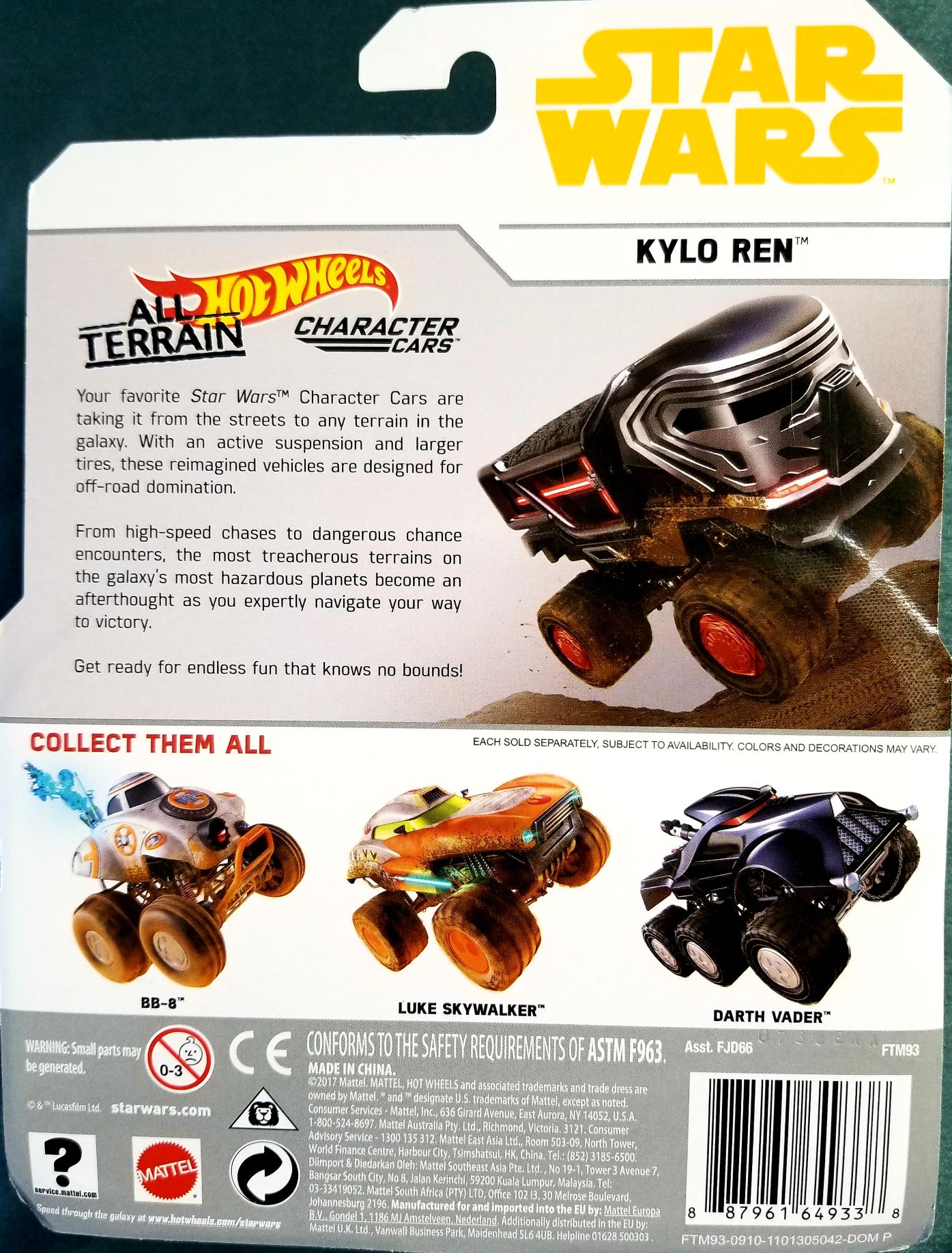 Hot Wheels Star Wars Character Kylo Ren All Terrain SOLO: - Hot Wheels from Mattel (Star Wars Hot Wheels) action figure collectible [Barcode 0887961649338] - Main Image 2