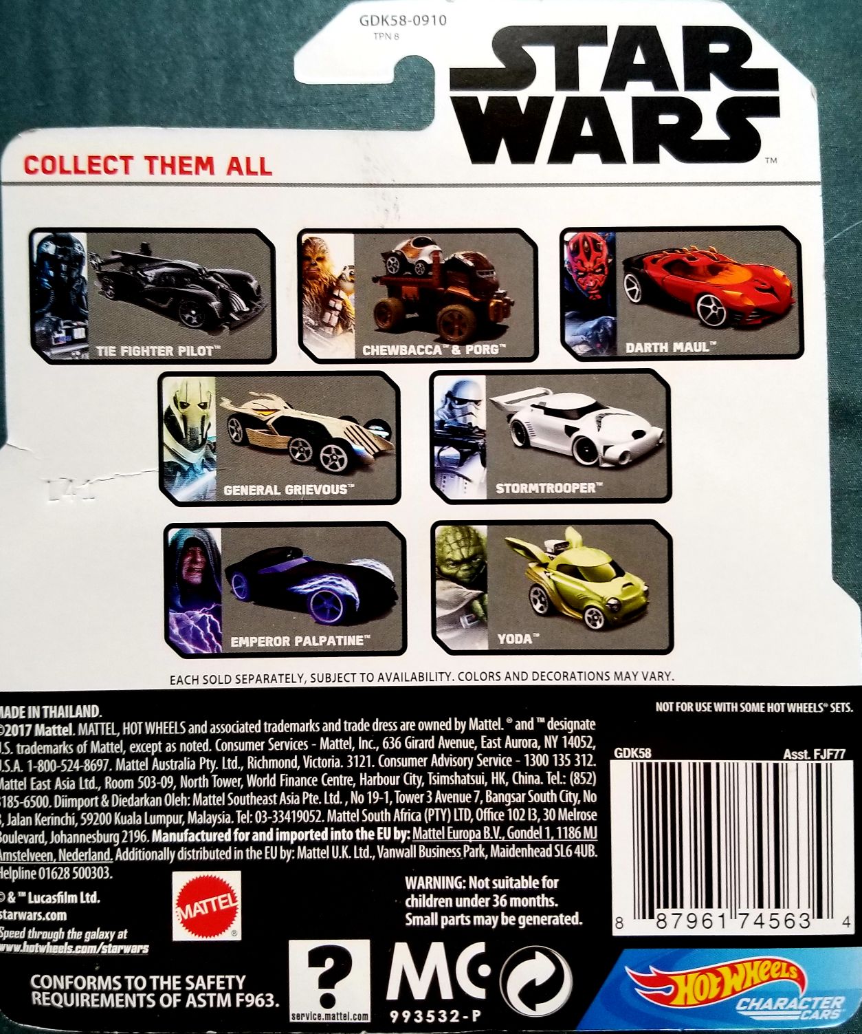 Hot Wheels Star Wars Character Wicket White Card - Hot Wheels from Mattel (Star Wars Hot Wheels) action figure collectible [Barcode 0887961745634] - Main Image 2