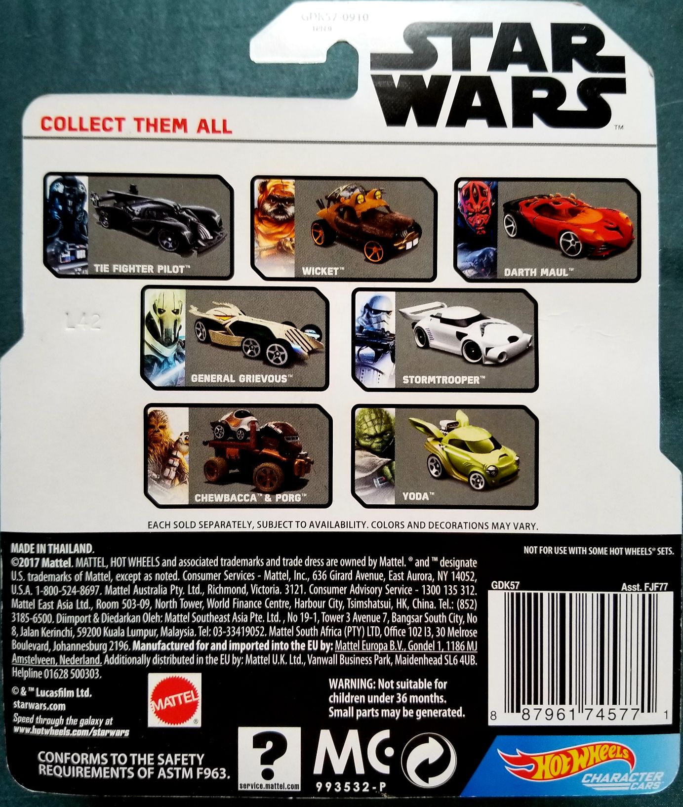 Hot Wheels Star Wars Character Emperor Palpatine White Card - Hot Wheels from Mattel (Star Wars Hot Wheels) action figure collectible [Barcode 0887961745771] - Main Image 2