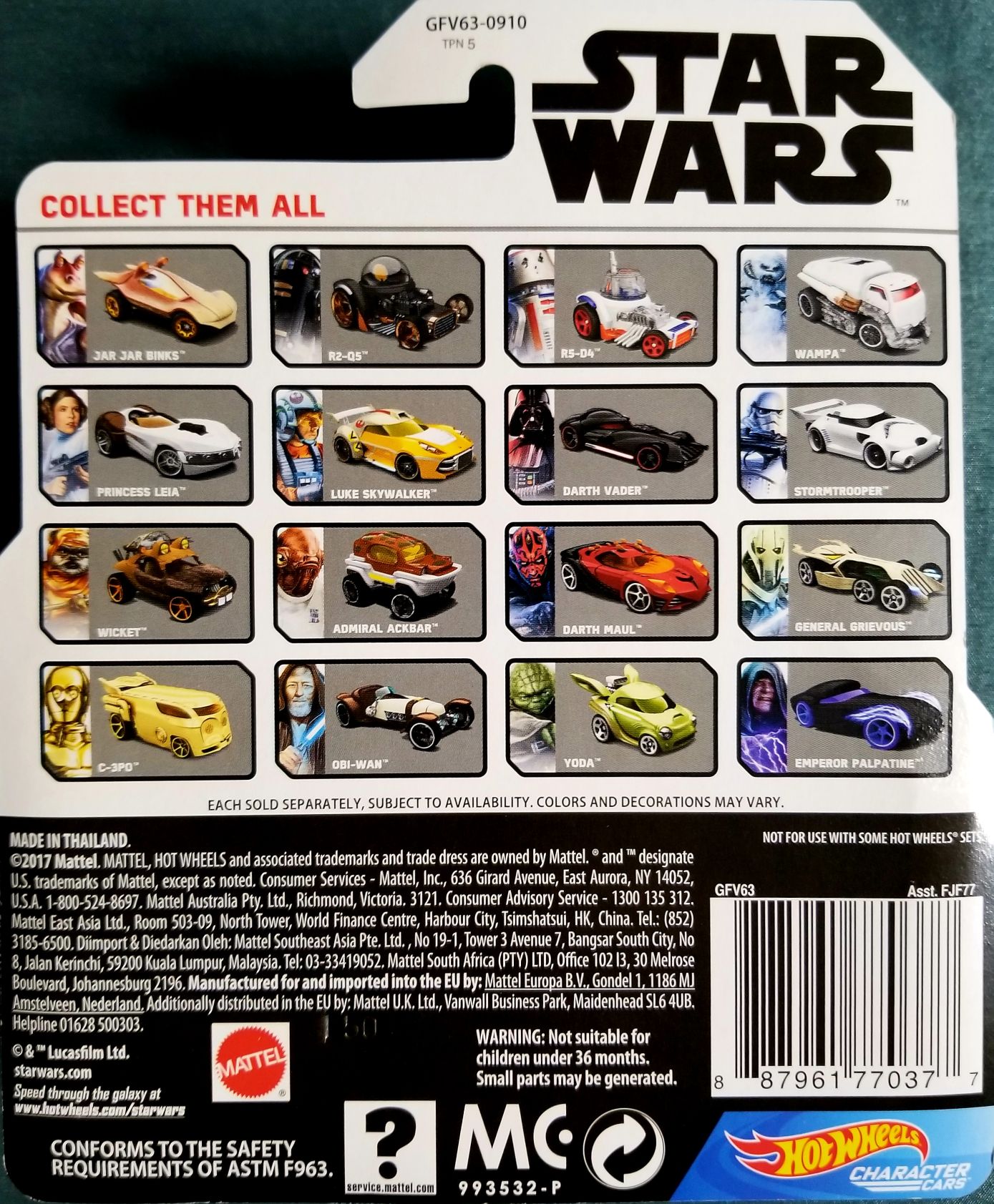 Hot Wheels Star Wars Character BB-8 White Card - Hot Wheels from Mattel (Star Wars Hot Wheels) action figure collectible [Barcode 0887961770377] - Main Image 2