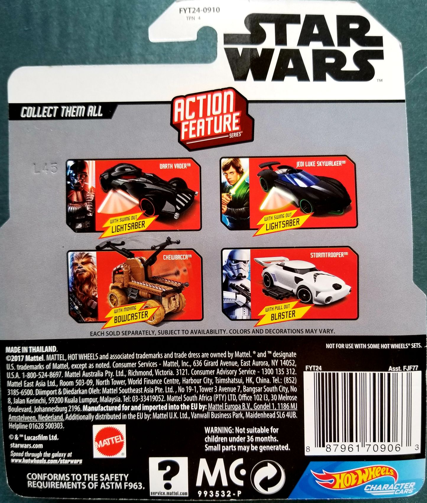 Hot Wheels Star Wars Character Stormtrooper With Pull Out Blaster Action Feature White Card - Hot Wheels from Mattel (Star Wars Hot Wheels Cars) action figure collectible [Barcode 0887961709063] - Main Image 2