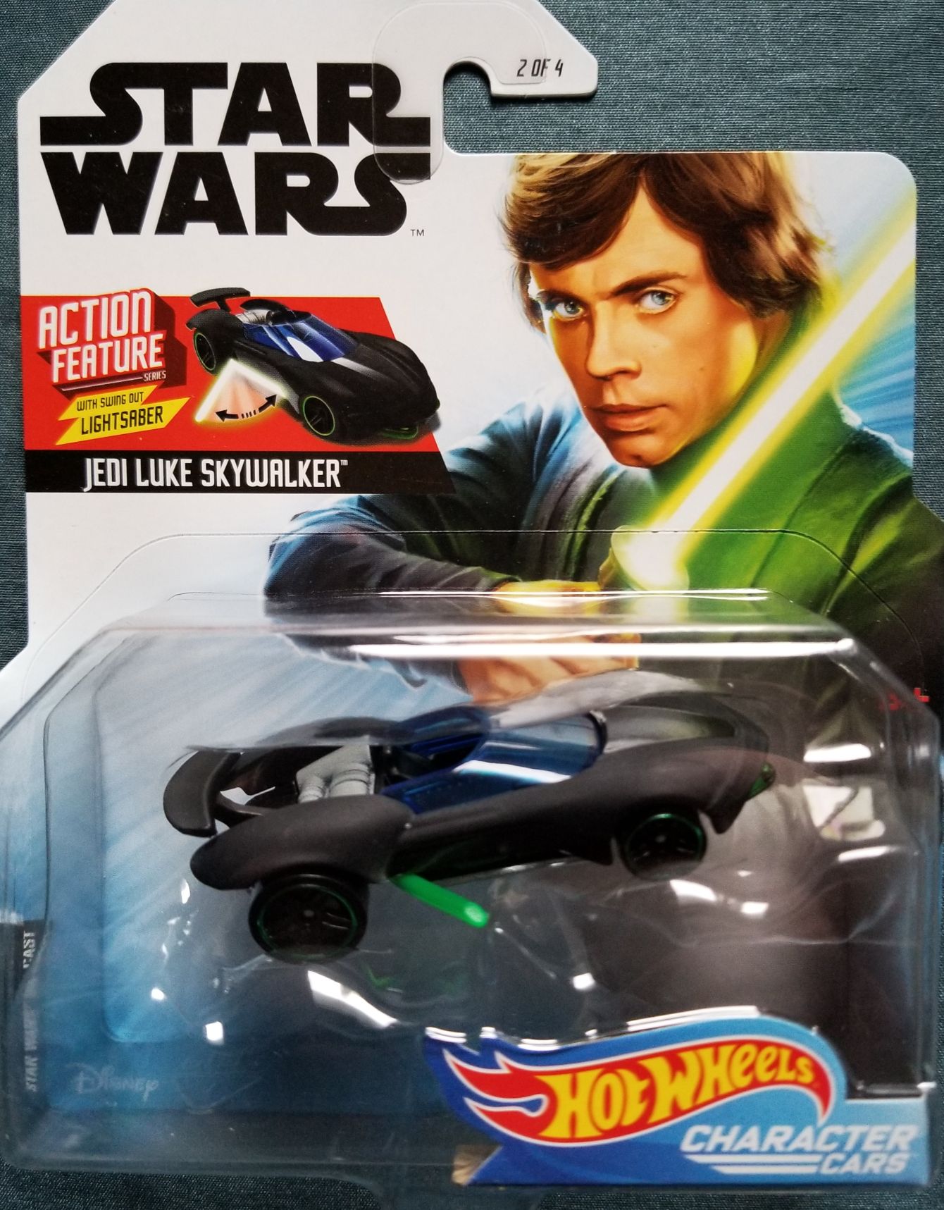 Hot Wheels Star Wars Character Luke Skywalker Jedi With Swing Out Lightsaber Action Feature White Card - Hot Wheels from Mattel (Star Wars Hot Wheels) action figure collectible [Barcode 887961708936] - Main Image 1