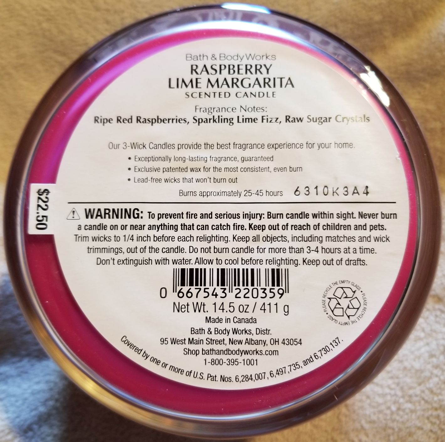 CANDLE: Cinco de Mayo Bath And Bodyworks Rasberry Lime Margarita 2016 - Bath & Bodyworks Candle (Cinco de Mayo Candle) action figure collectible - Main Image 2