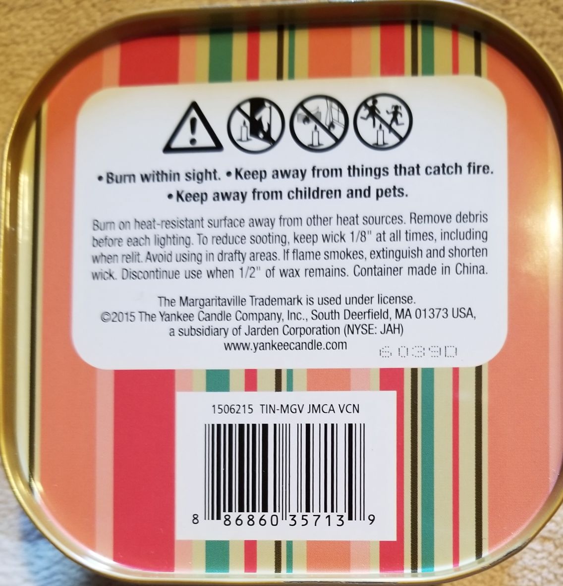 CANDLE: Cinco de Mayo Yankee Margaritaville Jamaican Vacation Tin 2016 - Yankee Candle (Cinco de Mayo Candle) action figure collectible - Main Image 2