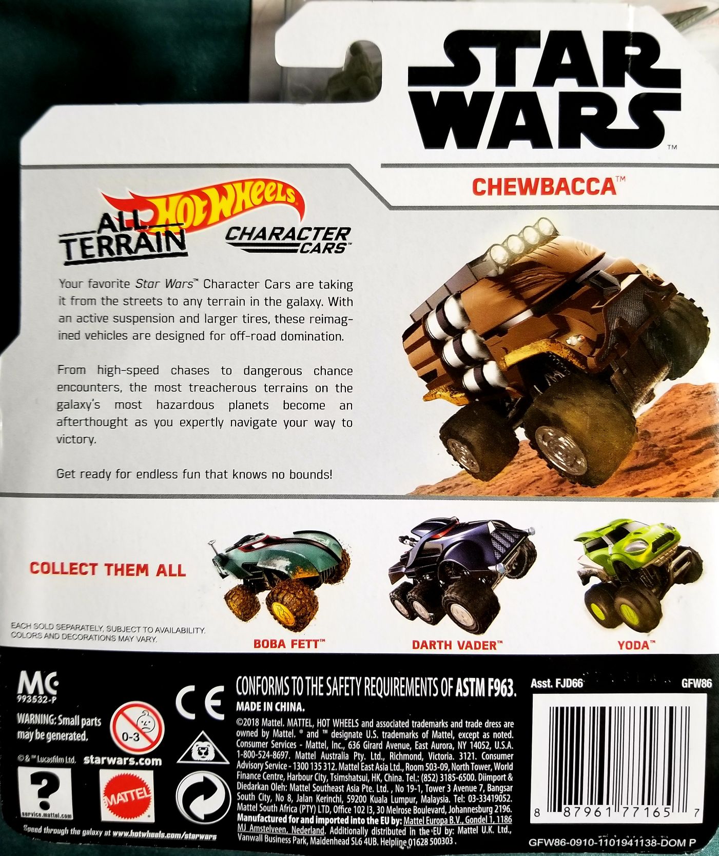 Hot Wheels Star Wars Character Chewbacca All Terrain White Card - Hot Wheels from Mattel (Star Wars Hot Wheels) action figure collectible [Barcode 887961771657] - Main Image 2