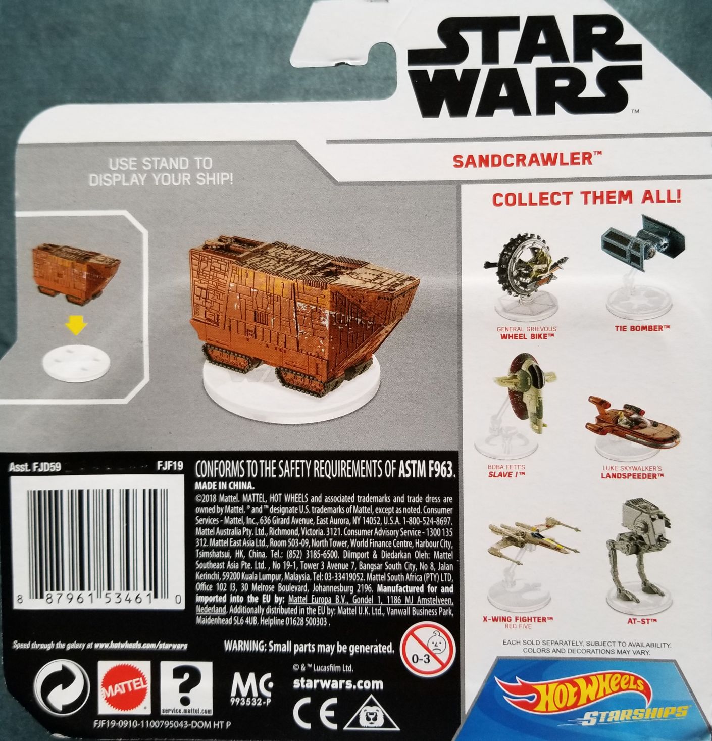 Hot Wheels Star Wars Vehicle Sandcrawler White Card - Hot Wheels from Mattel (Star Wars Hot Wheels) action figure collectible [Barcode 887961534610] - Main Image 2