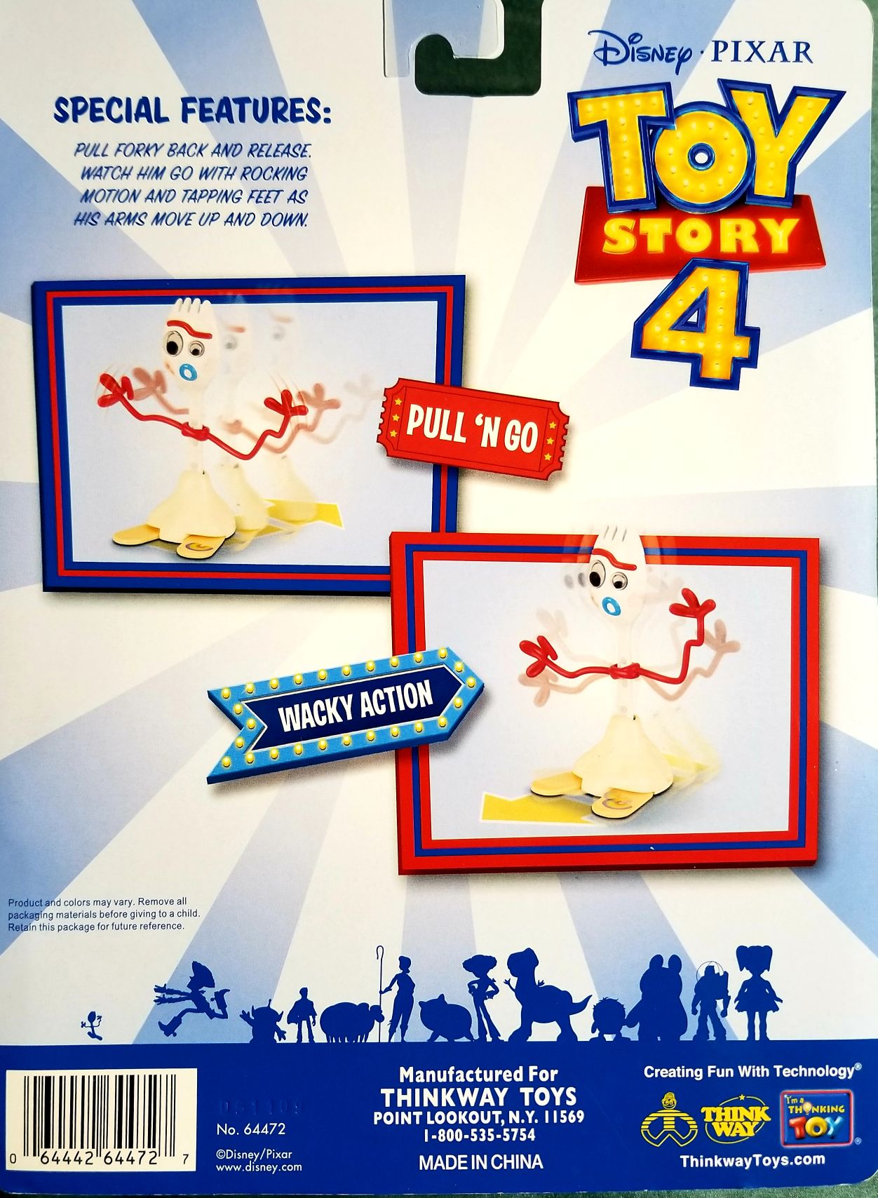 Toy Story 4 Forky Pull n Go Wacky Action - Think Way (Toy Story 4) action figure collectible [Barcode 064442644727] - Main Image 2