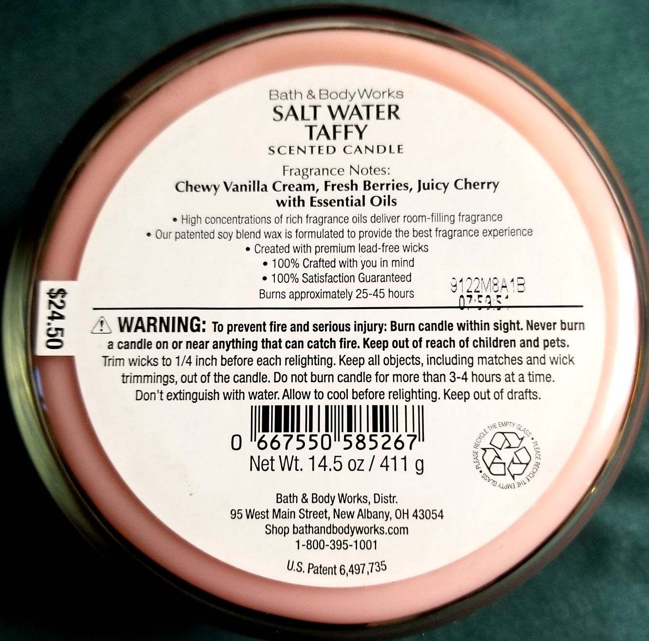 CANDLE: Summer Treats Bath & Bodyworks Salt Water Taffy - Bath & Bodyworks Candle (Summer Candles) action figure collectible [Barcode 667550585267] - Main Image 2