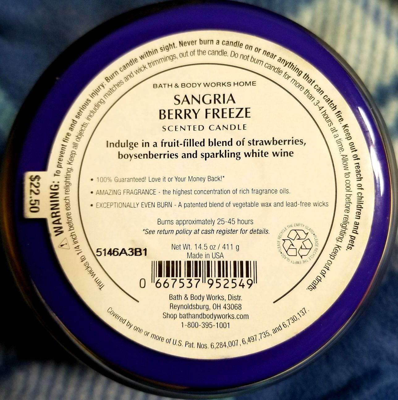CANDLE: Wine Bath and Body Works Sangria Berry Freeze 2015 - Bath & Bodyworks Candle (Wine & Sangria Candles) action figure collectible - Main Image 2