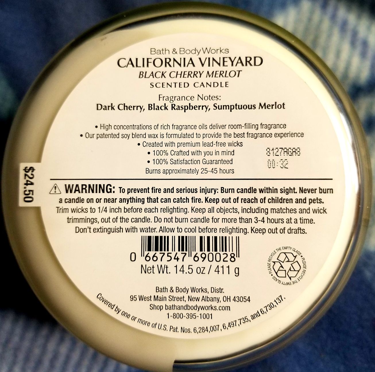 CANDLE: Wine Bath and Body Works California Vineyard Black Cherry Merlot 2018 - Bath & Bodyworks Candle (Wine & Sangria Candles) action figure collectible - Main Image 2