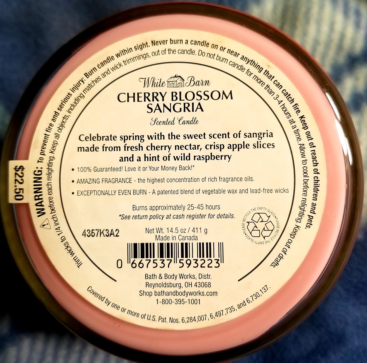 CANDLE: Wine Bath and Body Works Cherry Blossom Sangria 2014 - Bath & Bodyworks Candle (Wine & Sangria Candles) action figure collectible - Main Image 2