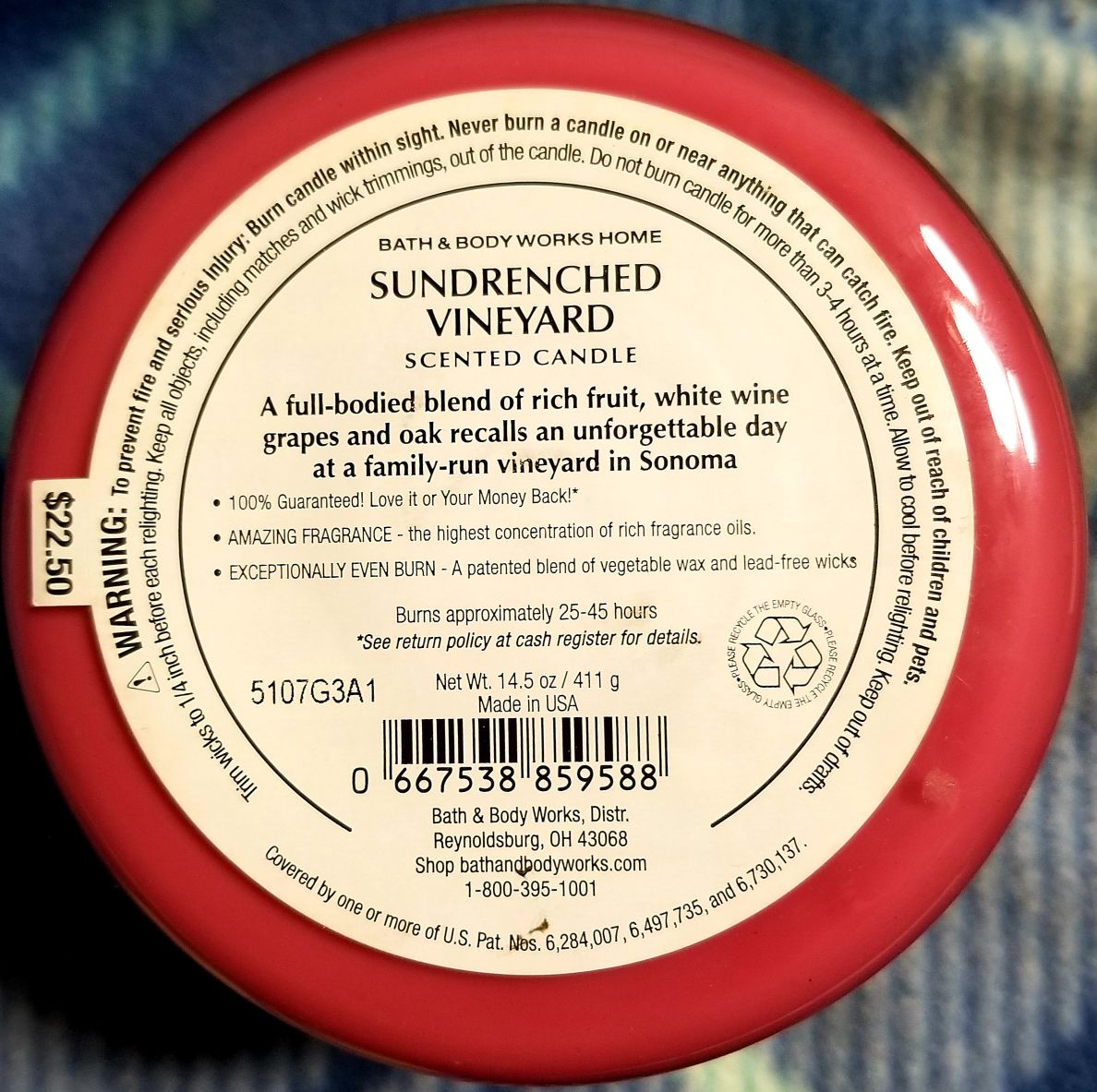 CANDLE: Wine Bath and Body Works Sundrenched Vineyard (Cork & Vineyard) 2015 - Bath & Bodyworks Candle (Wine) action figure collectible - Main Image 2