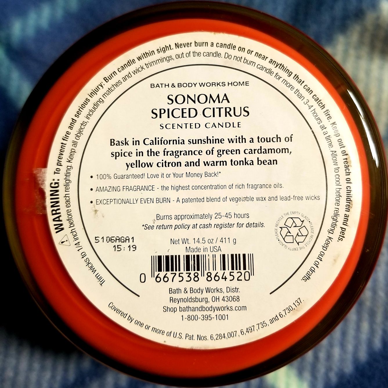 CANDLE: Wine Bath and Body Works Sonoma Spiced Citrus (Cork & Vineyard) 2015 - Bath & Bodyworks Candle (Wine & Sangria Candles) action figure collectible - Main Image 2