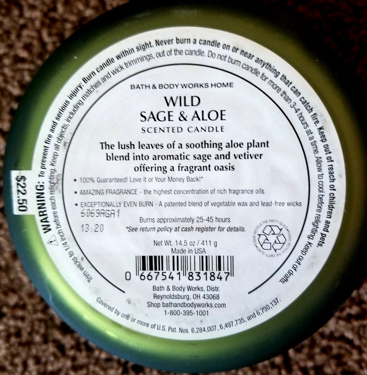 CANDLE: Desert Bath and Bodyworks Wild Sage & Aloe 2016 - Bath & Bodyworks Candle (Desert Candles) action figure collectible - Main Image 2