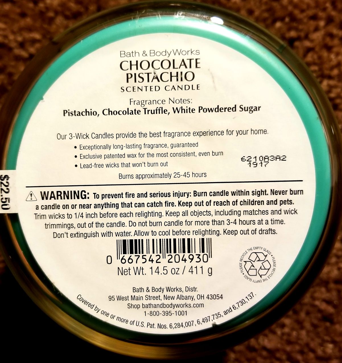 CANDLE: Bakery Yankee Chocolate Pistachio Bark - Bath & Bodyworks Candle (Bakery Candles) action figure collectible - Main Image 2