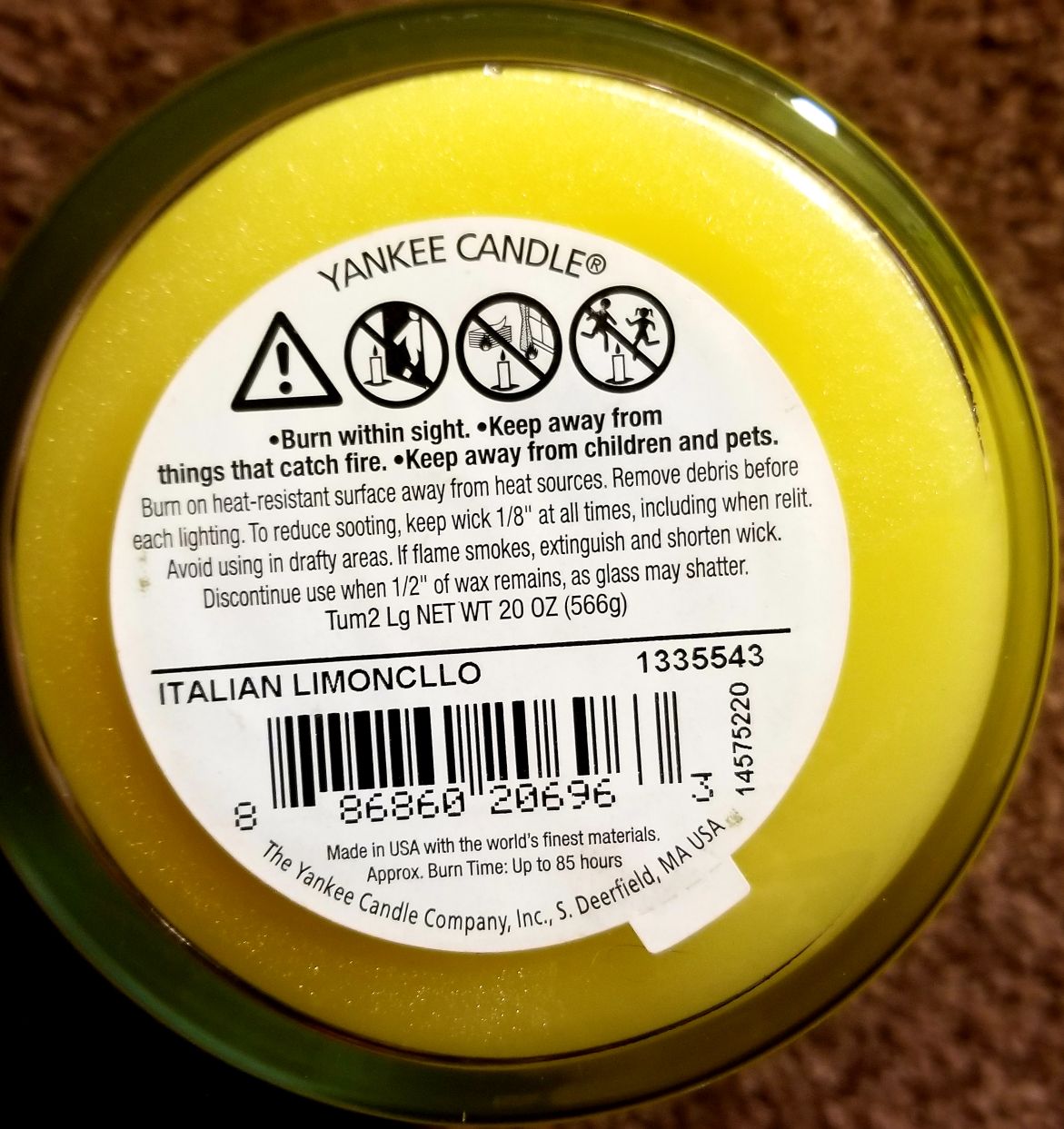 CANDLE: International Yankee Italy Italian Limoncello 2014 - Yankee Candle (International Candles) action figure collectible - Main Image 2