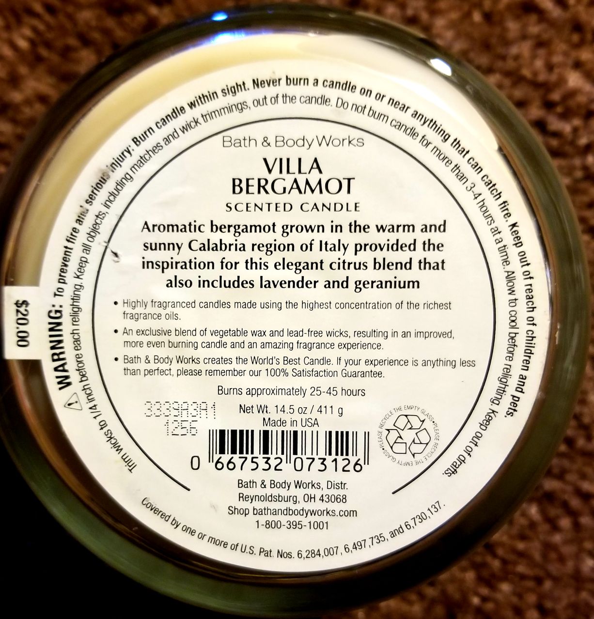 CANDLE: International Bath & Bodyworks Italy Villa Bergamot 2013 - Bath & Bodyworks Candle (International Candles) action figure collectible - Main Image 2