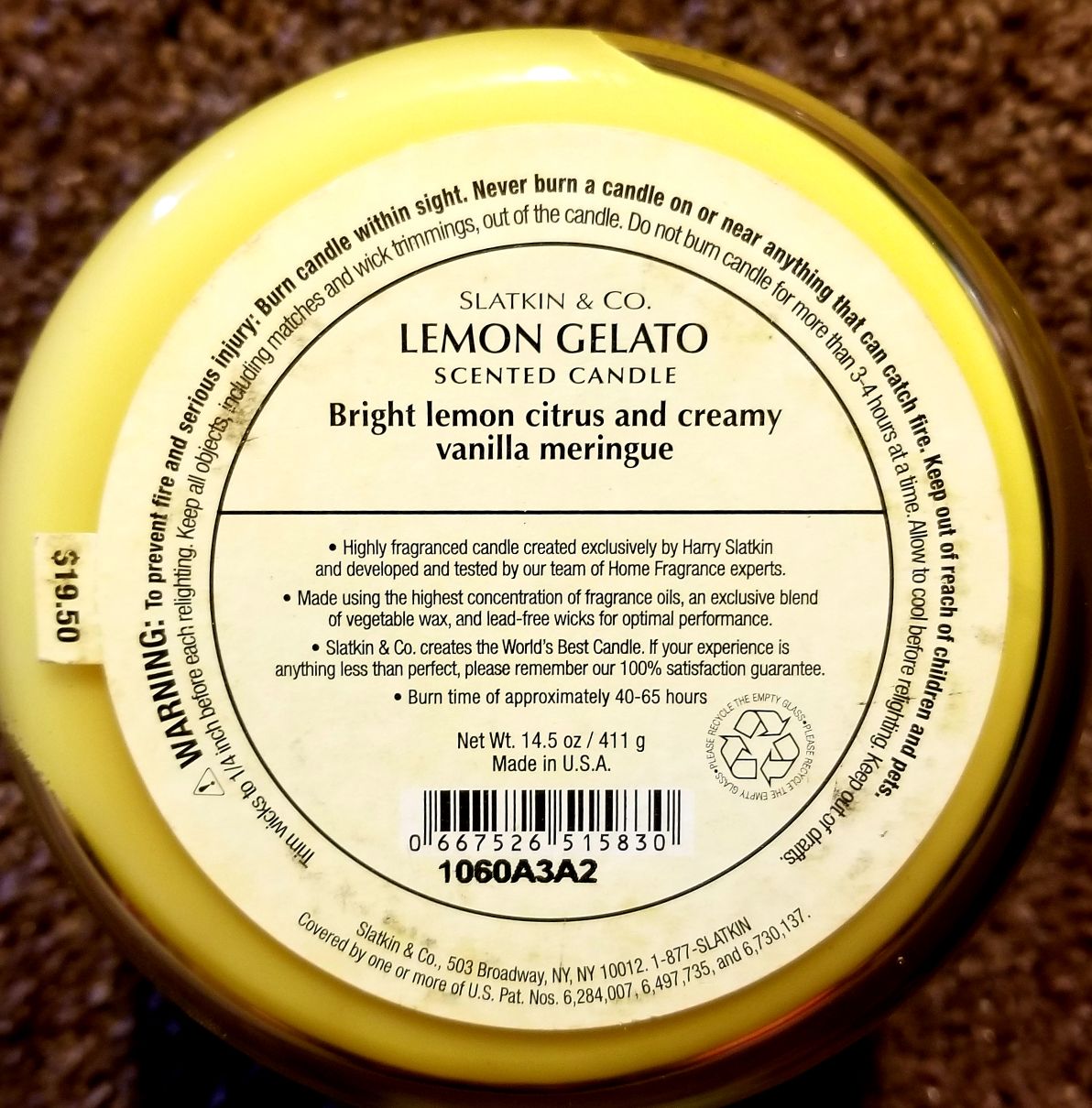 CANDLE: International Bath & Bodyworks Italy Lemon Gelato 2011 - Bath & Bodyworks Candle (International Candles) action figure collectible - Main Image 2