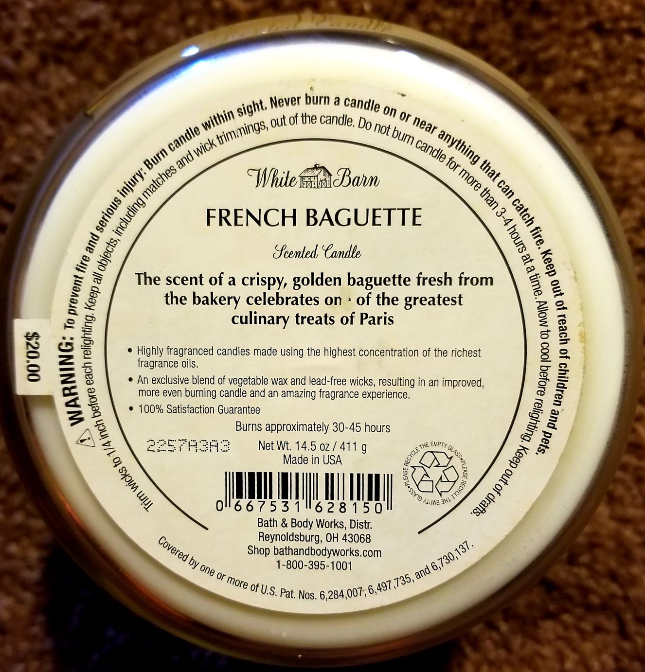 CANDLE: International Bath & Bodyworks France French Baggett 2018 - Bath & Bodyworks Candle (International Candles) action figure collectible - Main Image 2