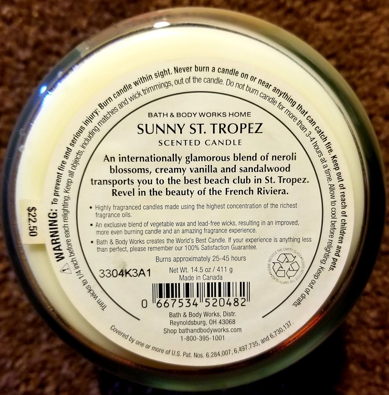 CANDLE: International Bath & Bodyworks Sunny St. Tropez France - Bath & Bodyworks Candle (International Candles) action figure collectible - Main Image 2