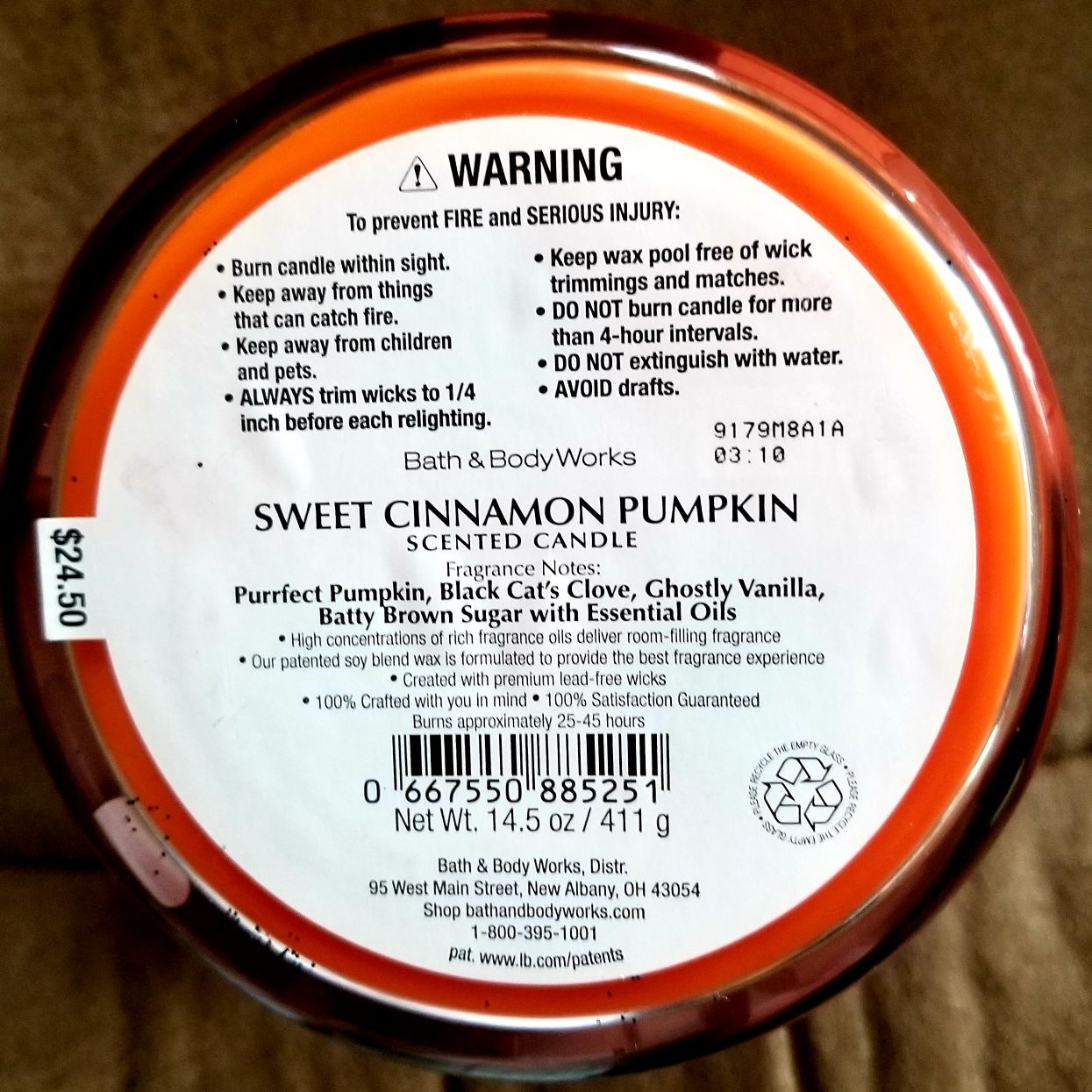 CANDLE: Halloween Bath & Bodyworks Purr fect Pumpkin 2019 - Bath & Bodyworks Candle (Halloween Candle) action figure collectible [Barcode 667550885251] - Main Image 2