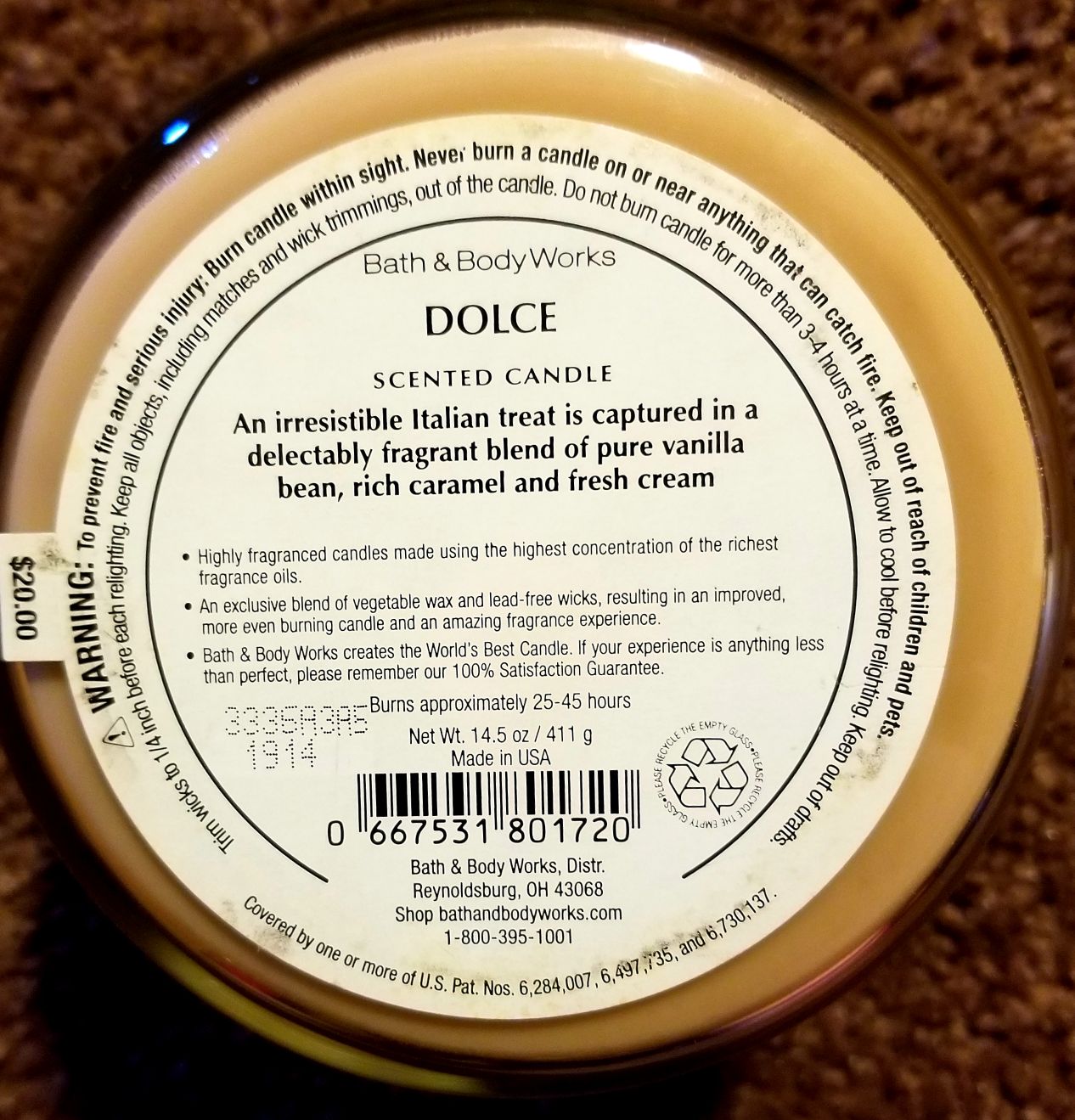 CANDLE: International Bath & Bodyworks Italy Dolce 2013 - Bath & Bodyworks Candle (International Candles) action figure collectible - Main Image 2