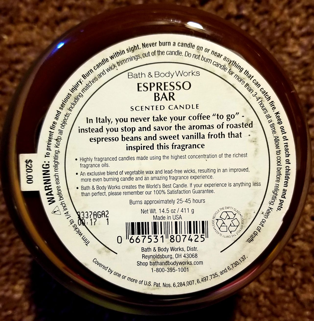 CANDLE: International Bath & Bodyworks Italy Espresso Bar 2013 - Bath & Bodyworks Candle (International Candles) action figure collectible - Main Image 2