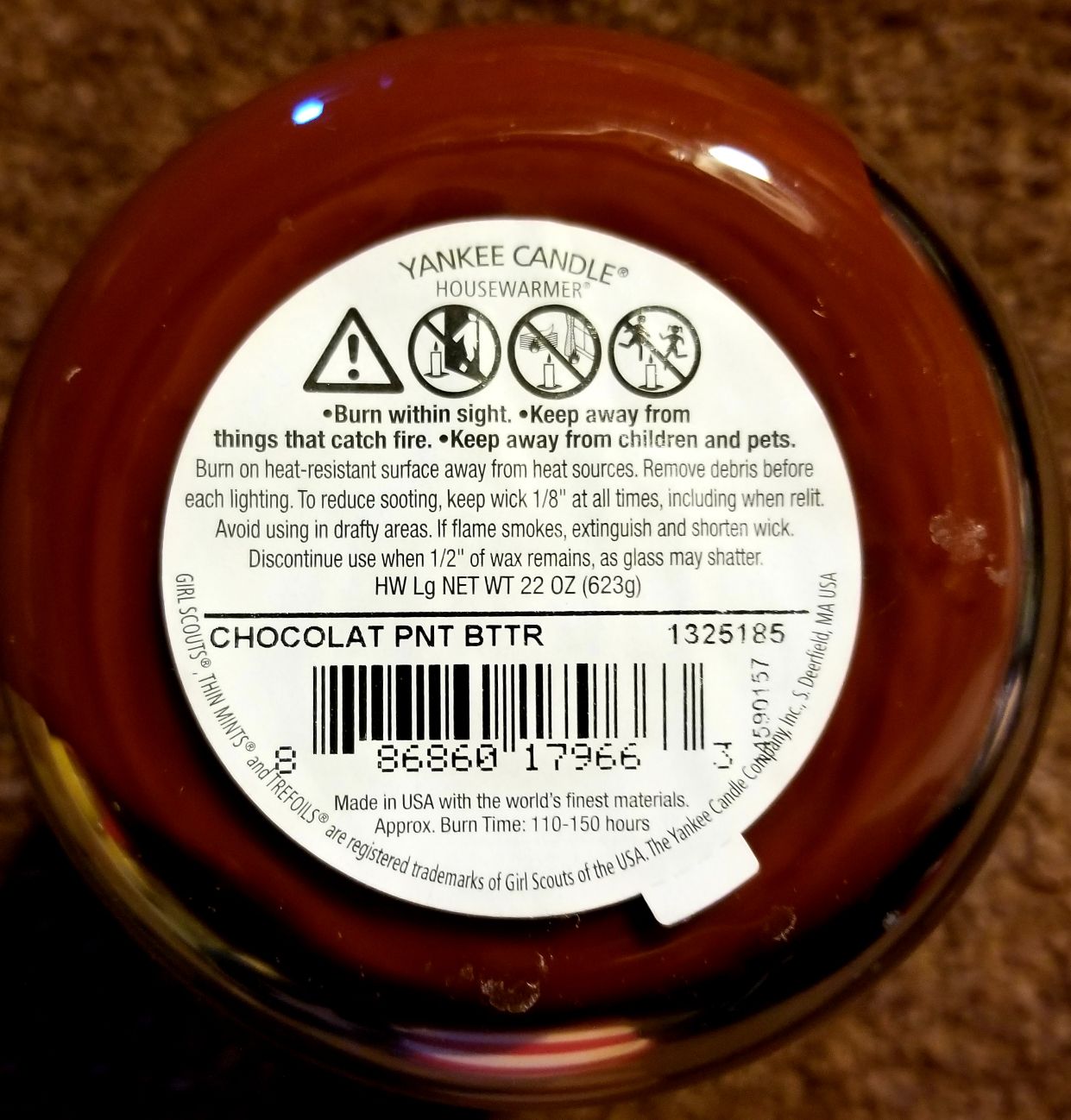 CANDLE: Food Yankee Girl Scout Cookies Chocolate Peanut Butter 2014 - Yankee Candle (Food Candles) action figure collectible - Main Image 2