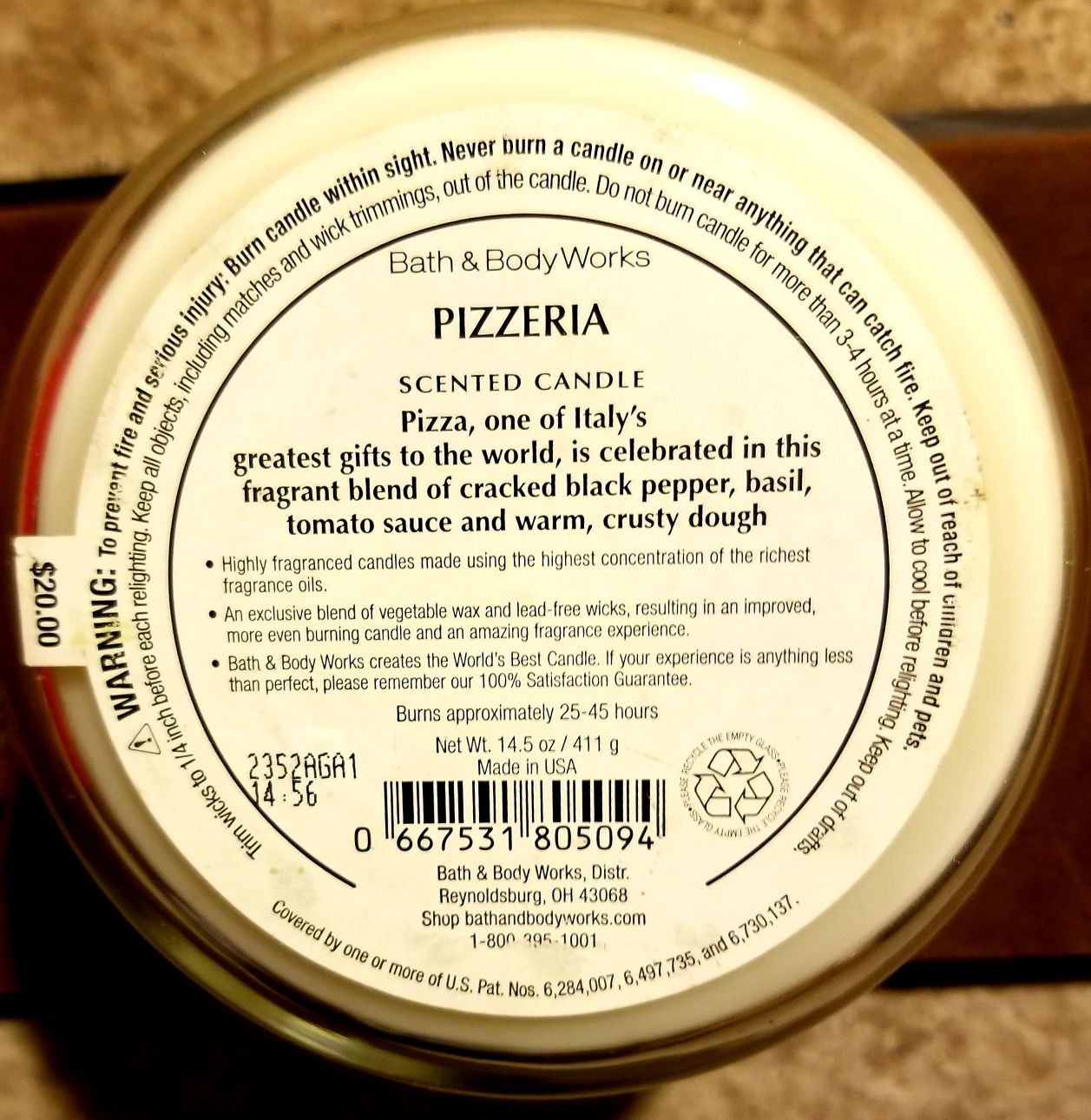 CANDLE: International Bath & Bodyworks Italy Pizzaria 2012 - Bath & Bodyworks Candle (International Candles) action figure collectible - Main Image 2