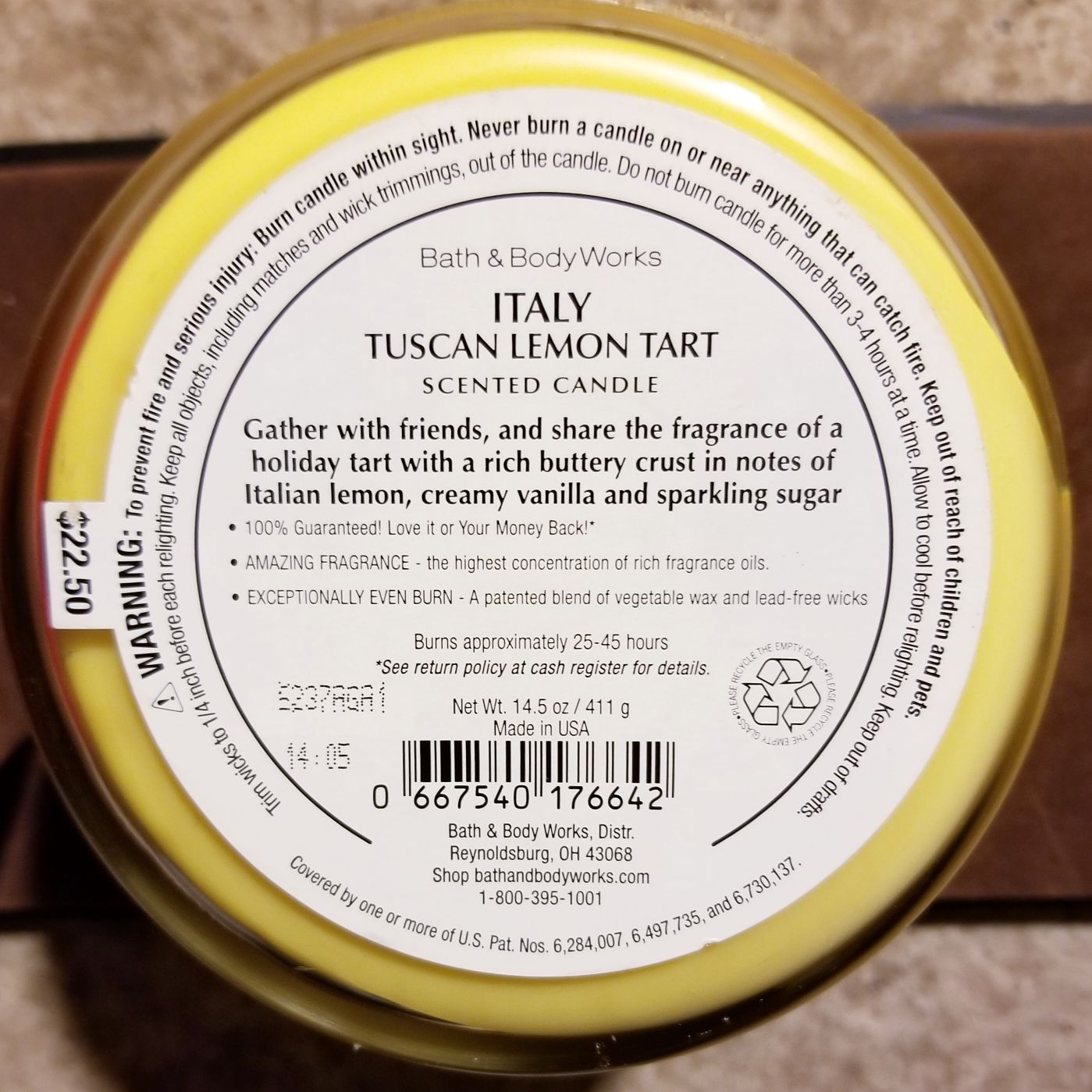 CANDLE: International Bath & Bodyworks Italy Tuscan Lemon Tart 2017 - Bath & Bodyworks Candle (International Candles) action figure collectible - Main Image 2