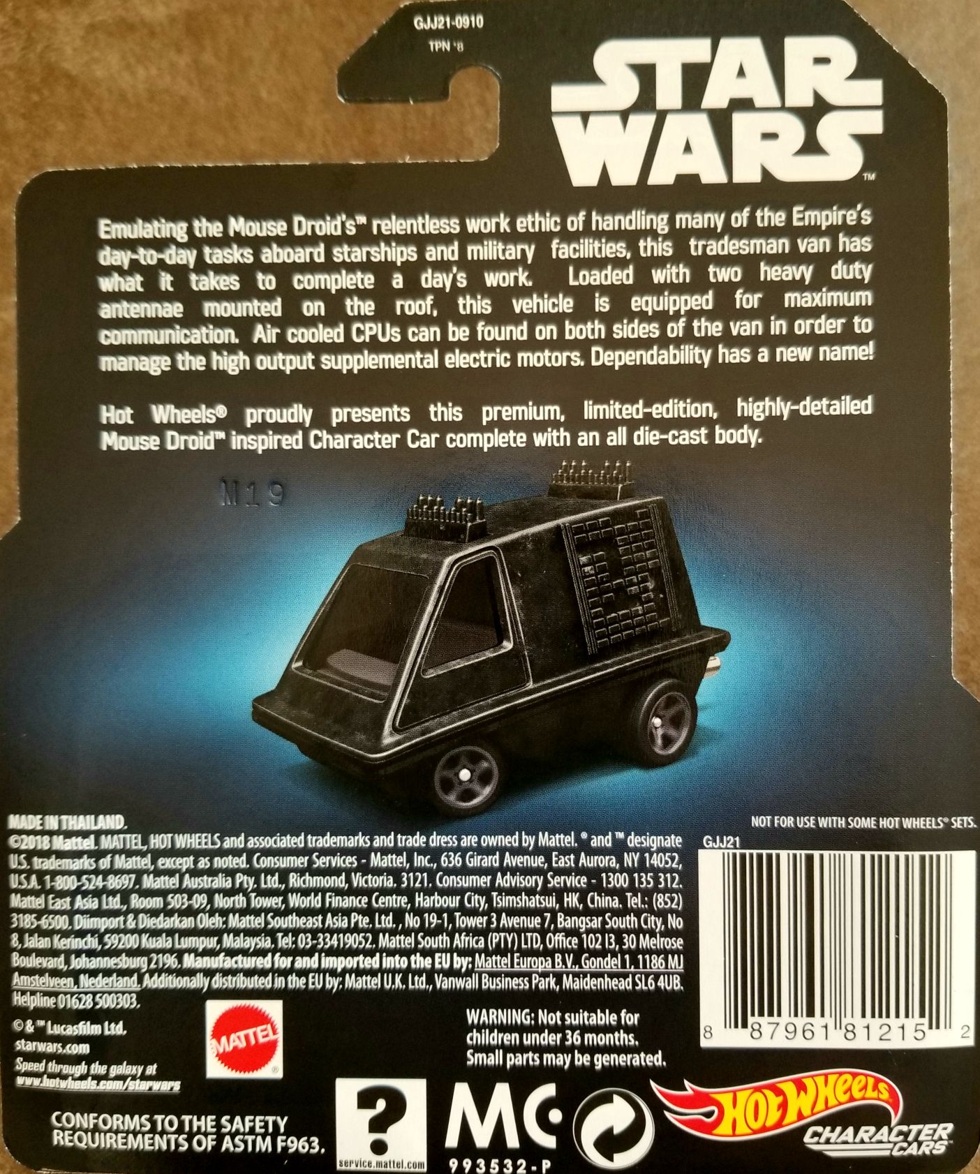 Hot Wheels Star Wars Character Mouse Droid ANH SDCC 2019 - Hot Wheels from Mattel (Star Wars Hot Wheels) action figure collectible [Barcode 887961812152] - Main Image 2