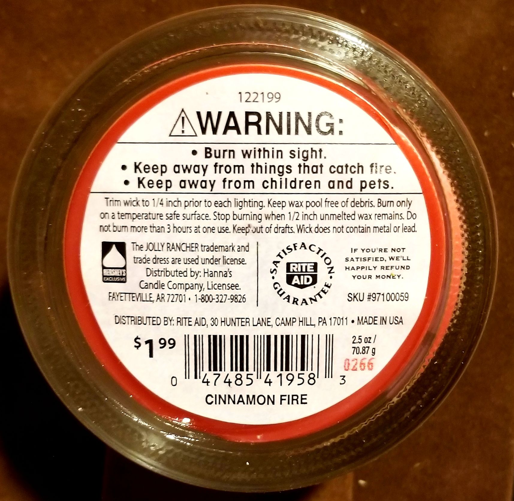 CANDLE: Candy Jolly Rancher mini jar Cinnamon Fire - Hanna’s Candle Company (Candy Candles) action figure collectible - Main Image 2