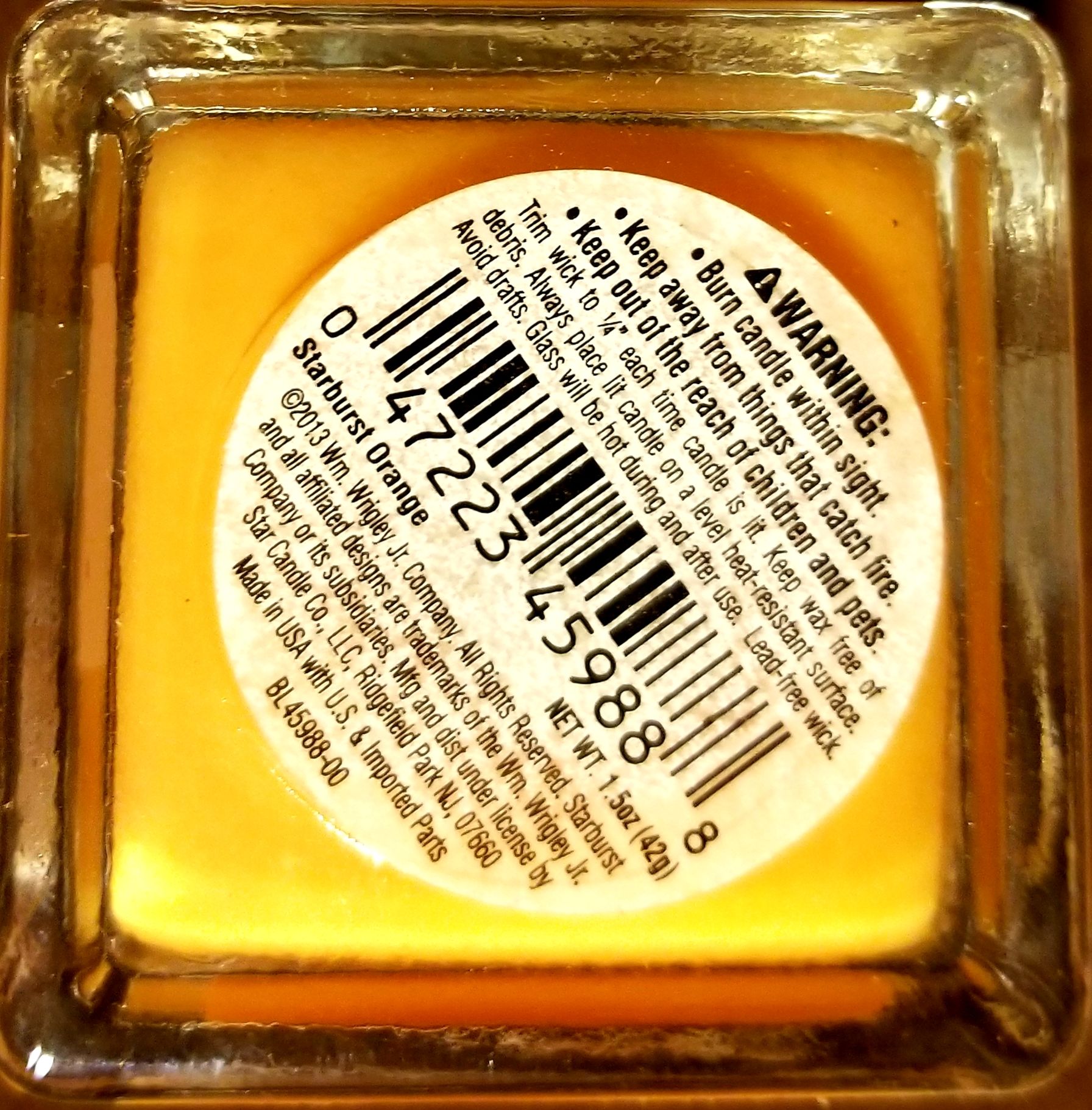 CANDLE: Candy Starburst mini cube Orange - Wrigley’s Jr (Candy Candles) action figure collectible - Main Image 2