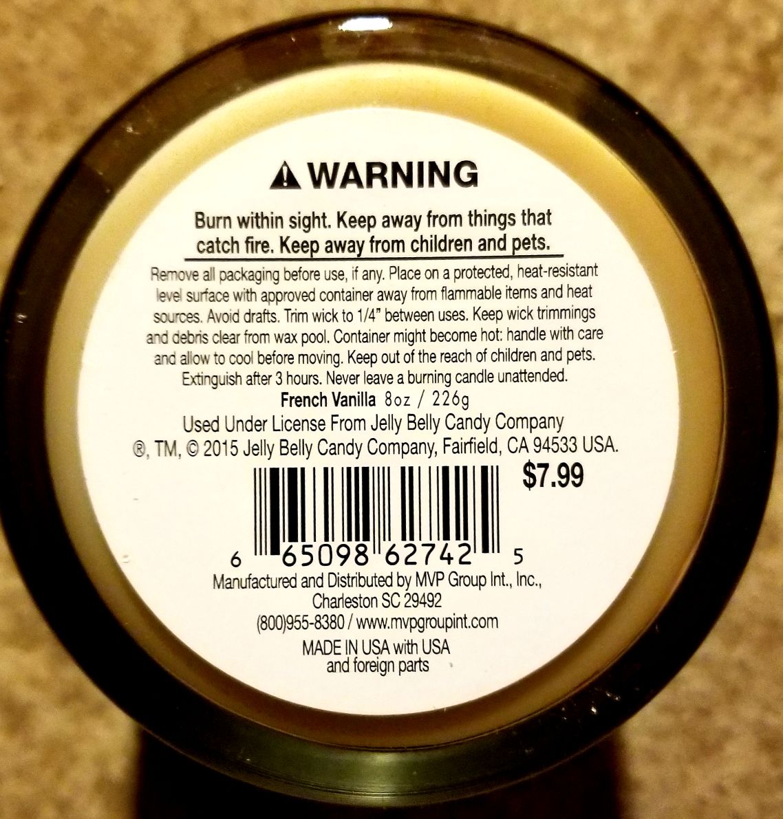 CANDLE: Candy Jelly Belly French Vanilla Tumbler - Jelly Belly Candy Company (Candy Candles) action figure collectible - Main Image 2